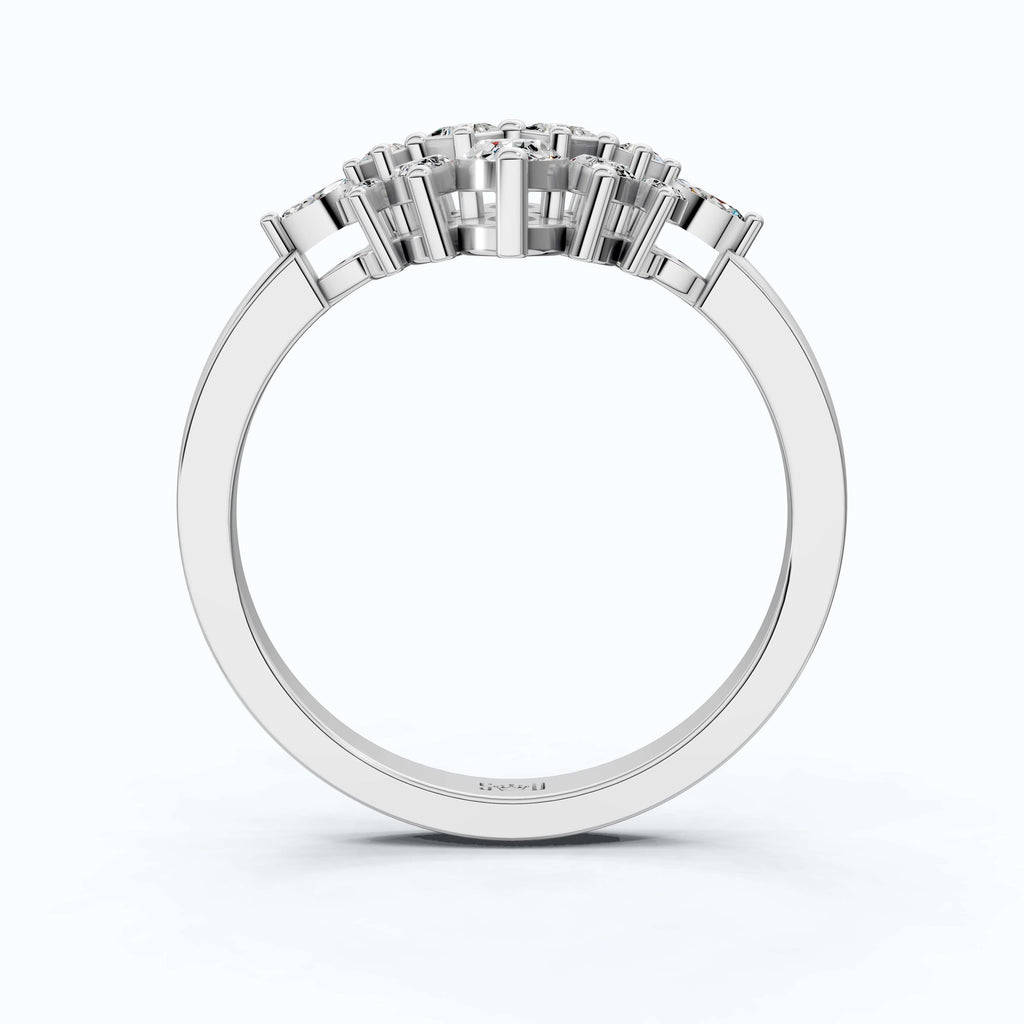 Marquise Floral Cluster Engagement Ring in 14k Solid Gold, 0.62 TCW Marquise/Princess Cut Lab Diamonds, Bridal Jewelry, Anniversary Gift for Her