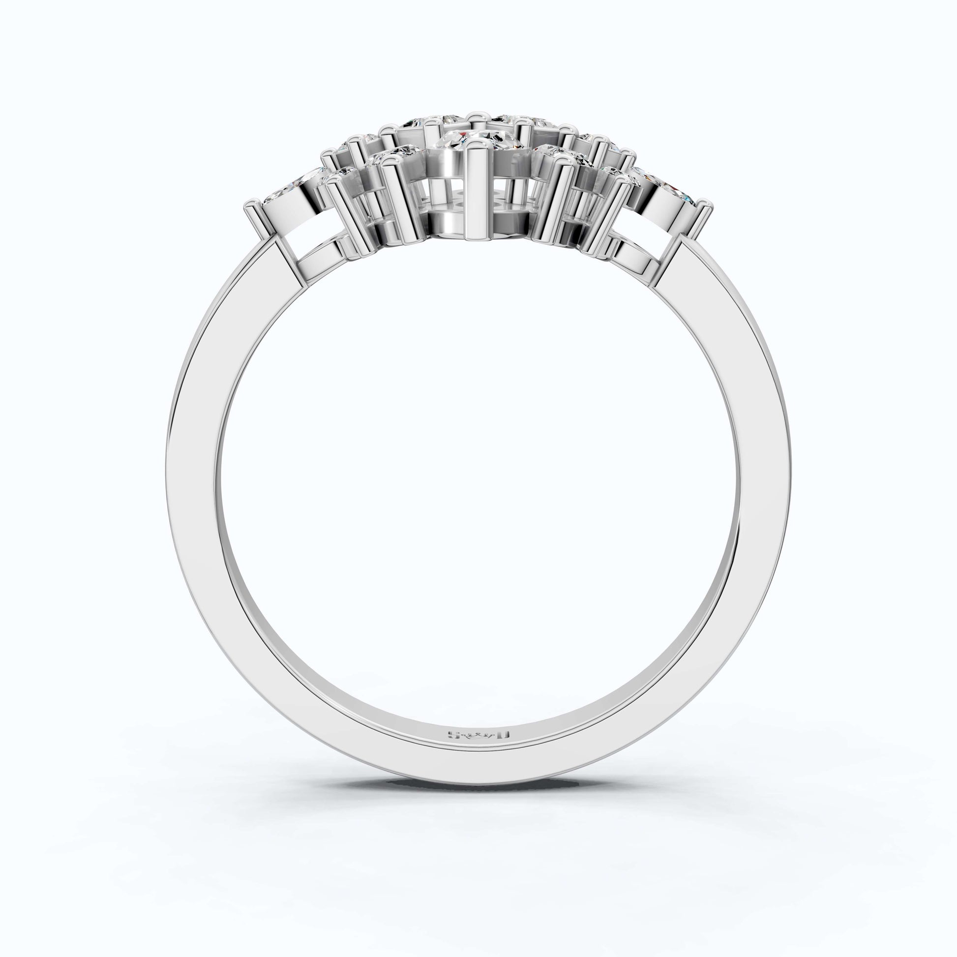 Marquise Floral Cluster Engagement Ring in 14k Solid Gold, 0.62 TCW Marquise/Princess Cut Lab Diamonds, Bridal Jewelry, Anniversary Gift for Her