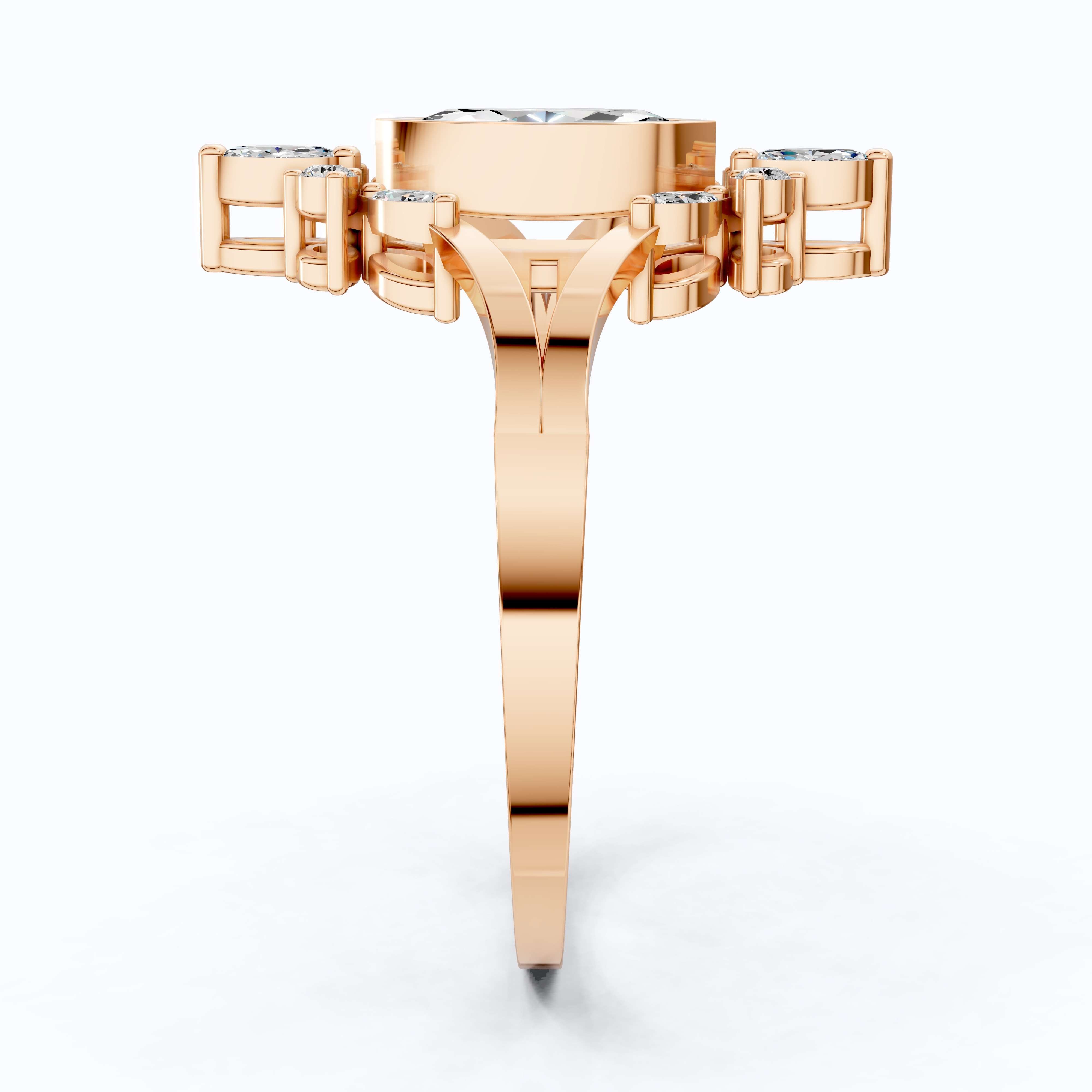 Splendid Marquise Cluster Halo Engagement Ring in 14k Solid Gold, 0.47 TCW Marquise/Round Cut Lab Created Diamonds, Anniversary Gift For Her, Everyday Ring