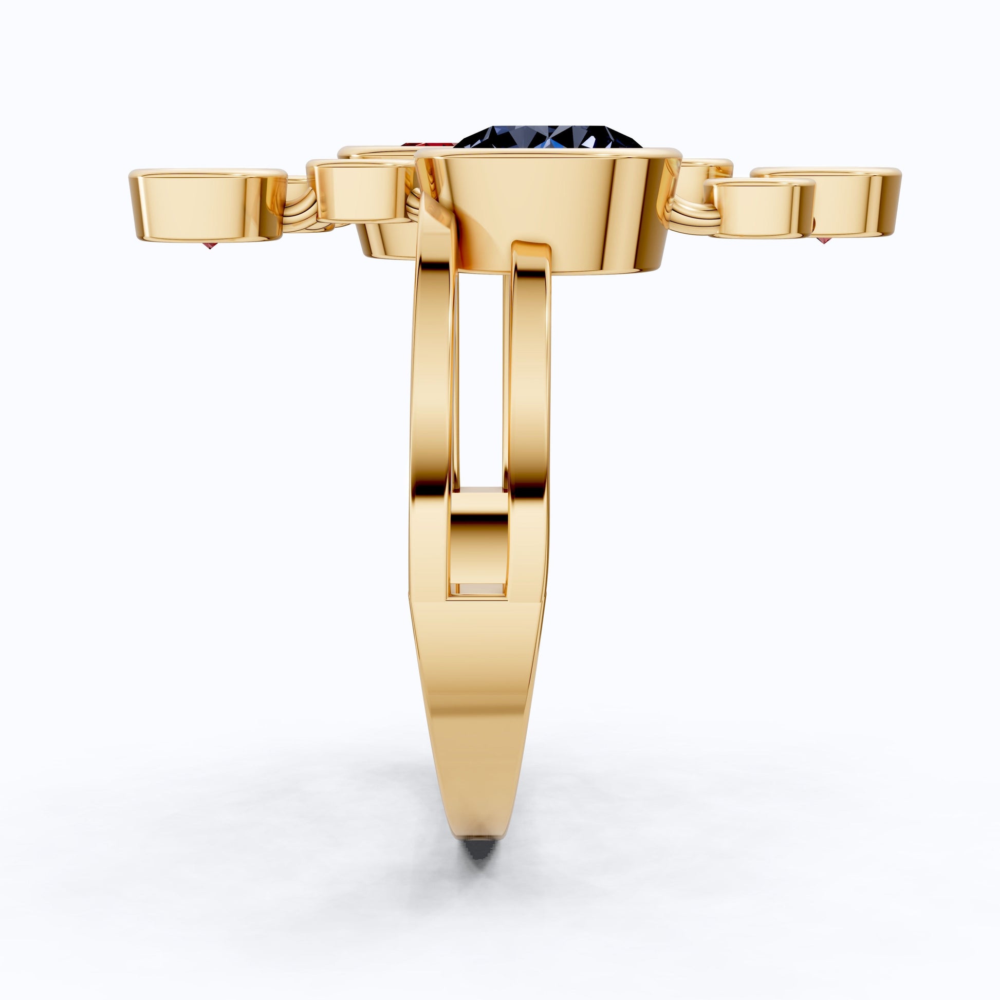 Textured Bubble Dome Cluster Rainbow Ring in 14K Solid Gold, 1.50 CT Oval Cut Ruby Gemstone, Bold Cocktail Ring, Everyday Gift for Her