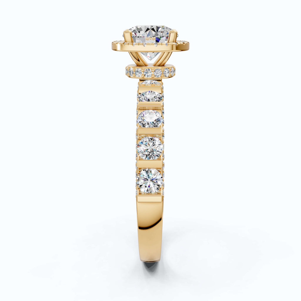 Dazzling Halo Style Engagement Ring in 14K Solid Gold, 2.42 TCW Round Cut Lab Created Diamonds, Wedding Gift for Her, Bridal Jewelry