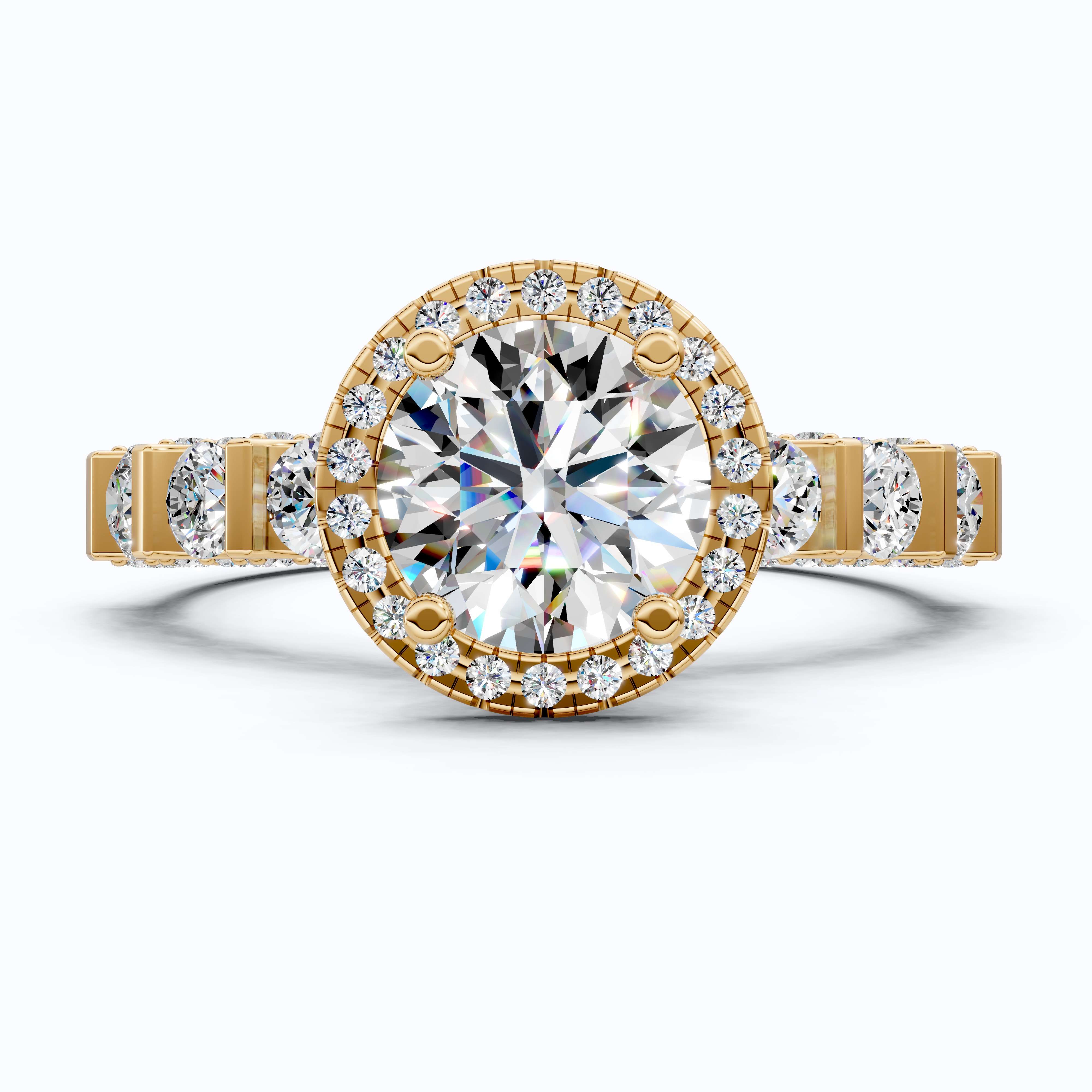 Dazzling Halo Style Engagement Ring in 14K Solid Gold, 2.42 TCW Round Cut Lab Created Diamonds, Wedding Gift for Her, Bridal Jewelry