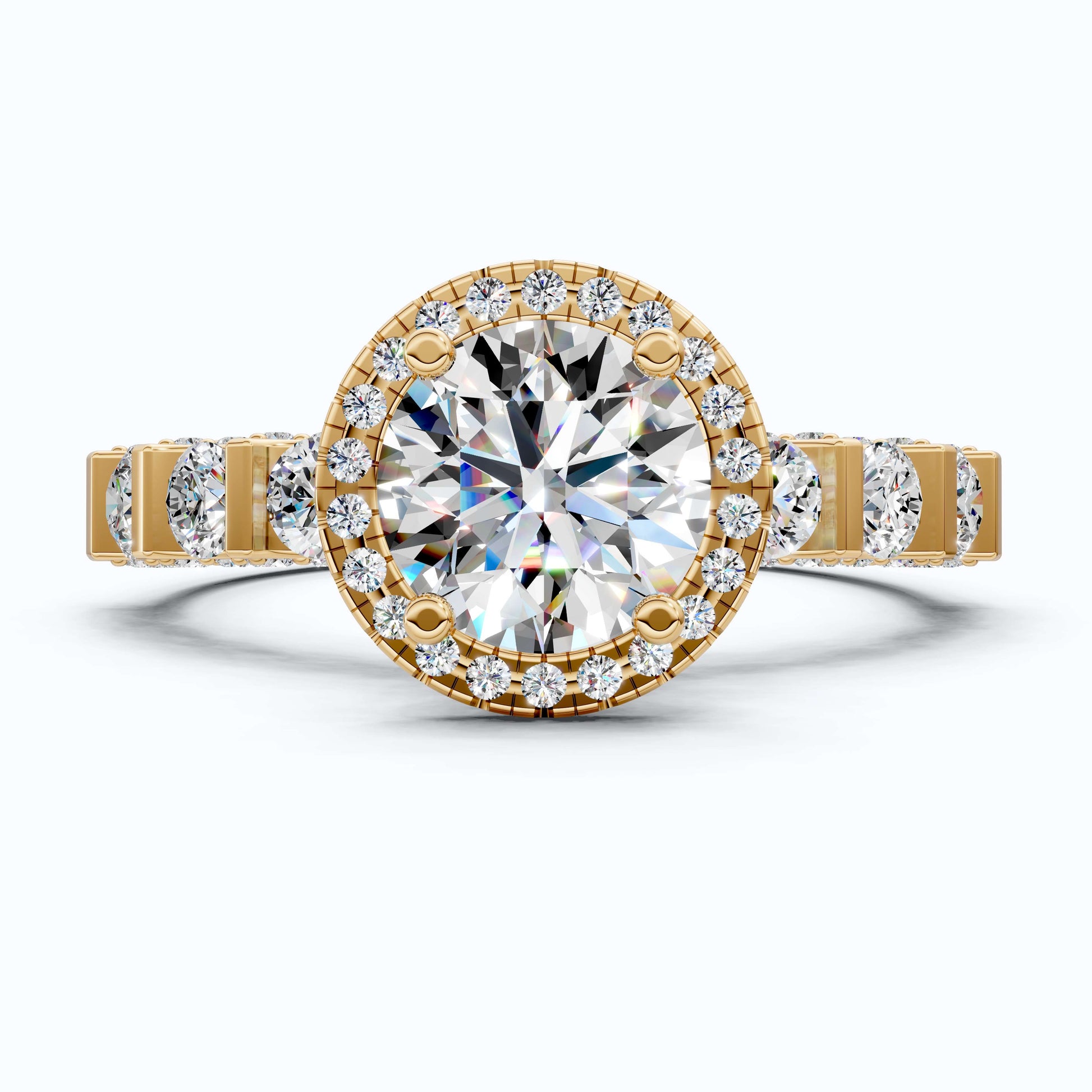 Dazzling Halo Style Engagement Ring in 14K Solid Gold, 2.42 TCW Round Cut Lab Created Diamonds, Wedding Gift for Her, Bridal Jewelry