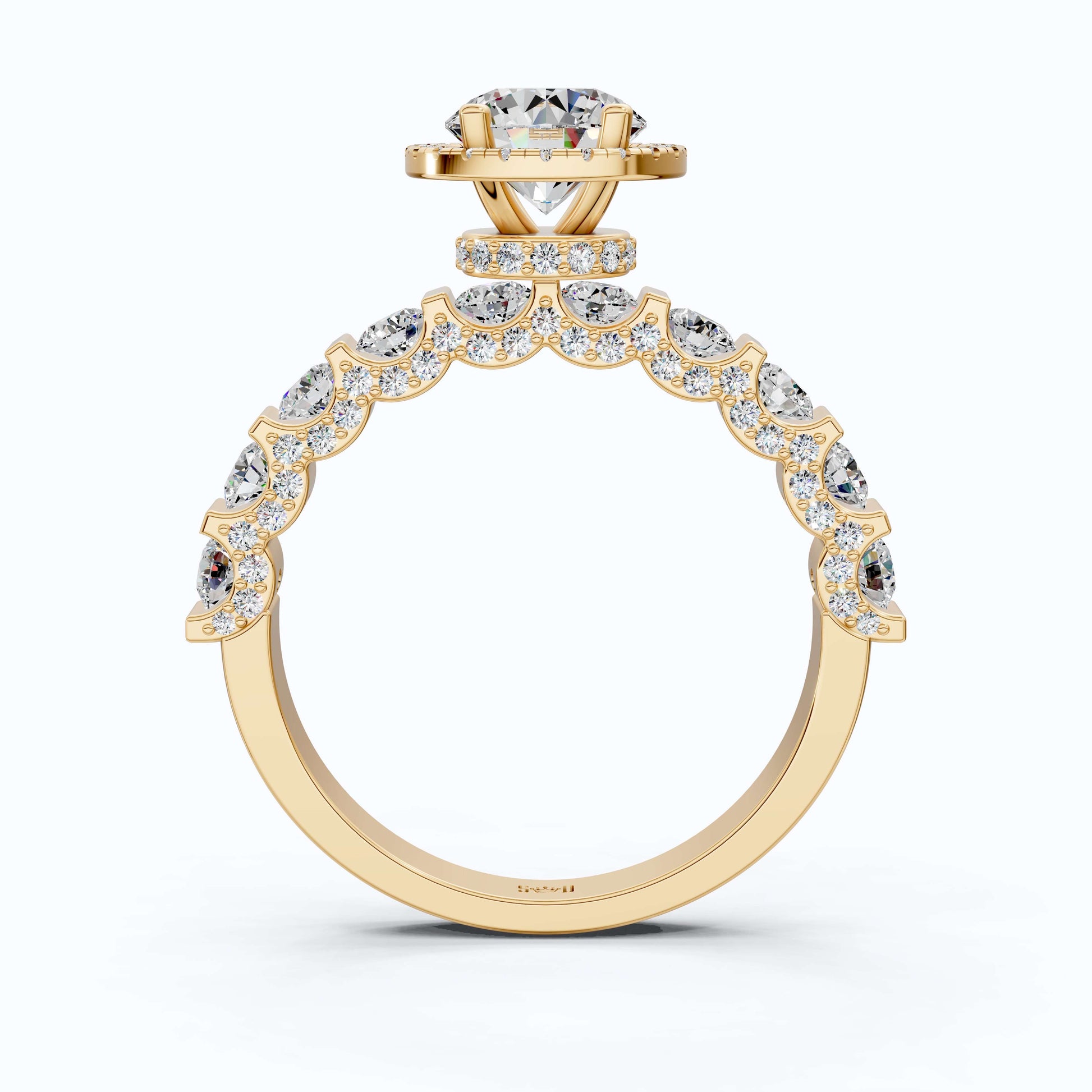 Dazzling Halo Style Engagement Ring in 14K Solid Gold, 2.42 TCW Round Cut Lab Created Diamonds, Wedding Gift for Her, Bridal Jewelry