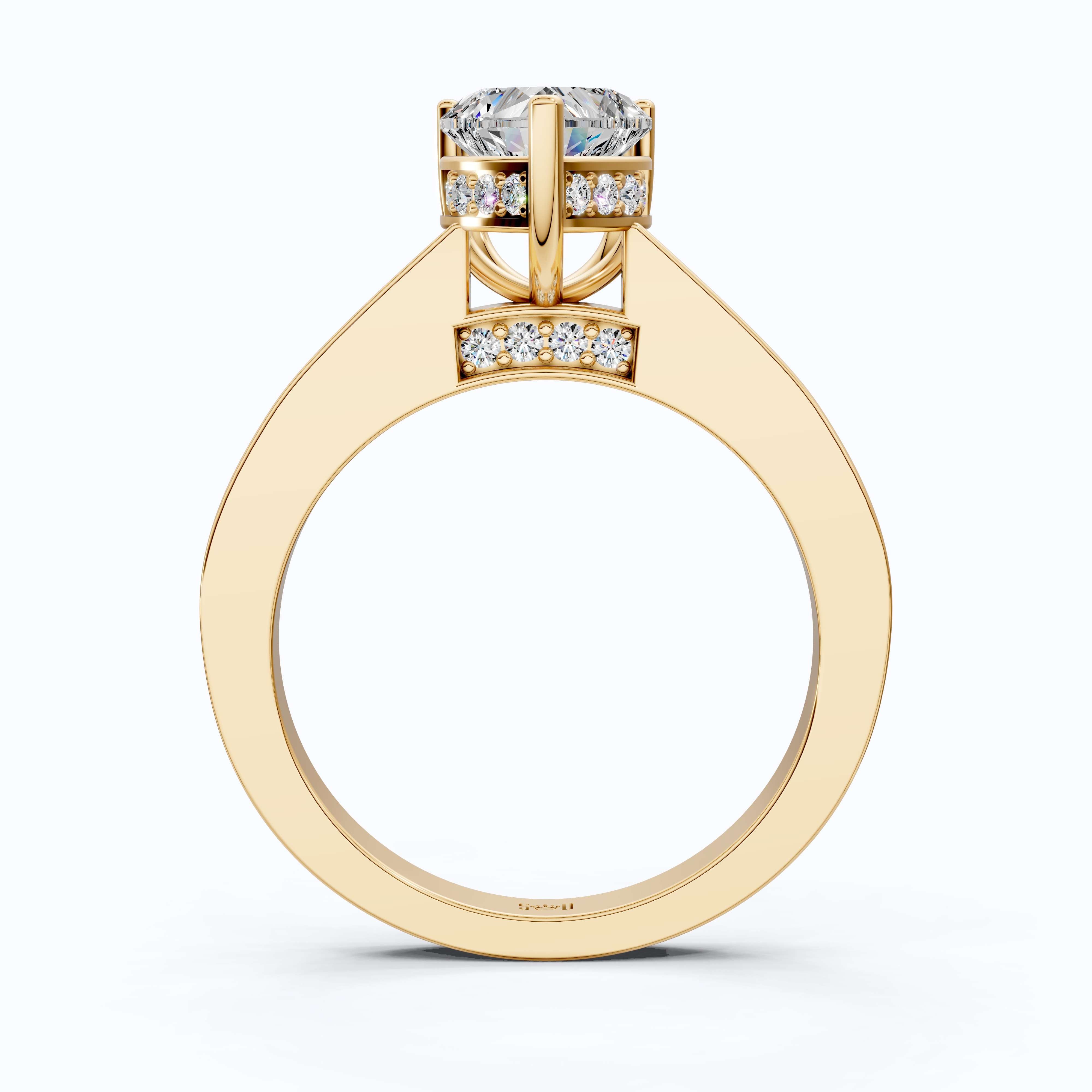 1.25 CT Heart Cut Solitaire Pave Engagement Ring in Lab Diamond – 14K Solid Gold, Anniversary Gift for Her, Handmade Jewelry