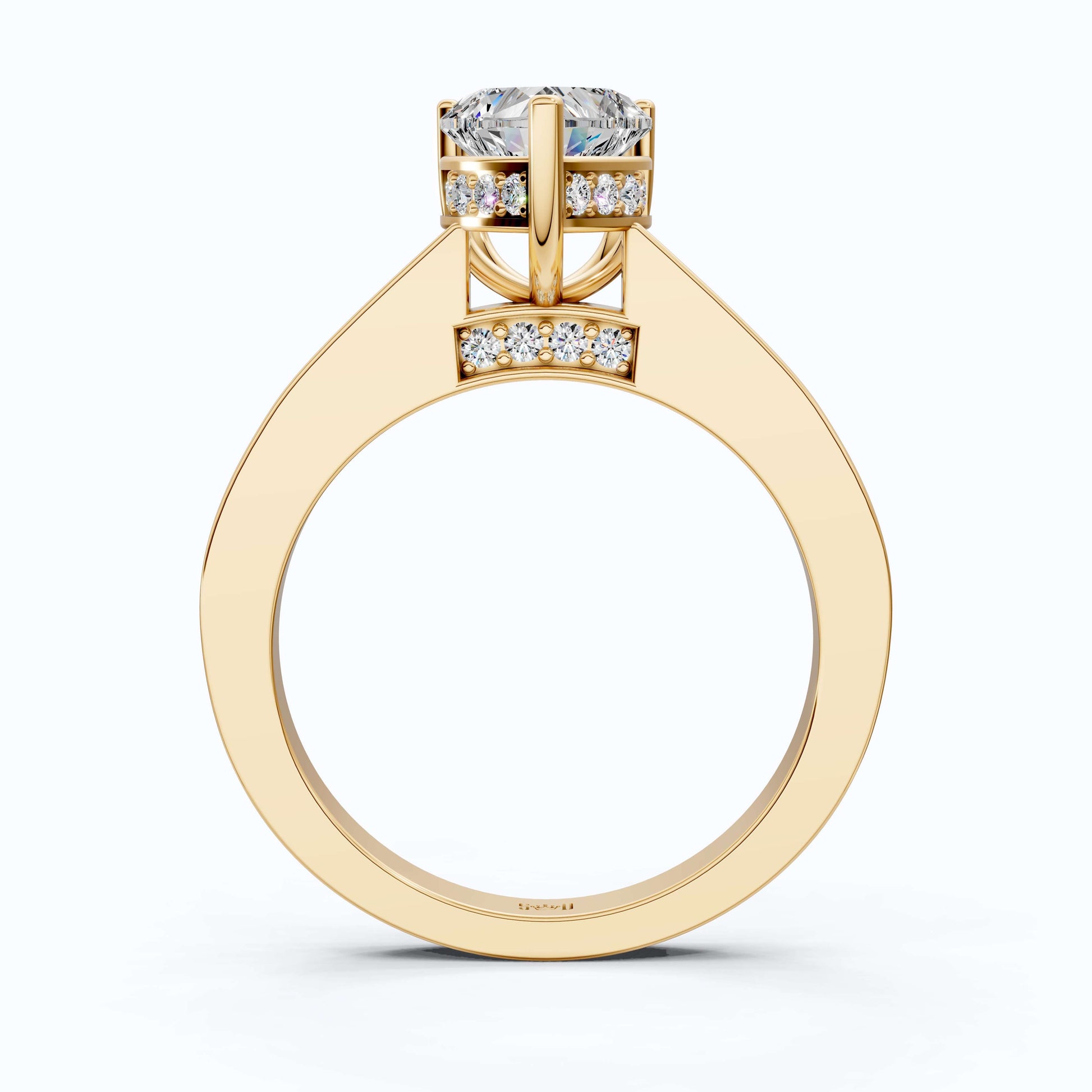 1.25 CT Heart Cut Solitaire Pave Engagement Ring in Lab Diamond – 14K Solid Gold, Anniversary Gift for Her, Handmade Jewelry