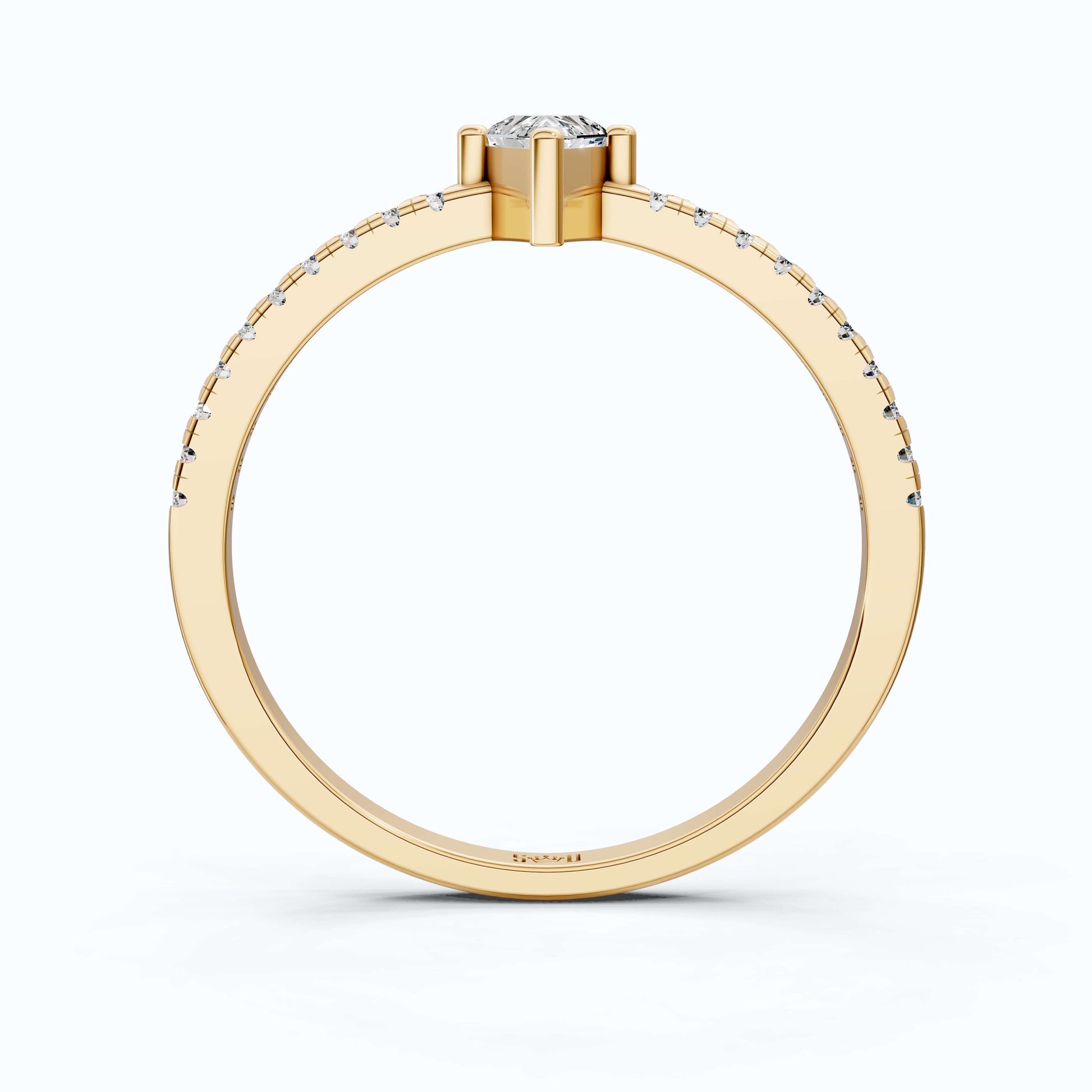 0.40 CT Kite Cut Solitaire Accent Pave Engagement Ring in Lab Diamond - 14K Solid Gold, Promise Ring, Bridal Gift, Everyday Gift for Her