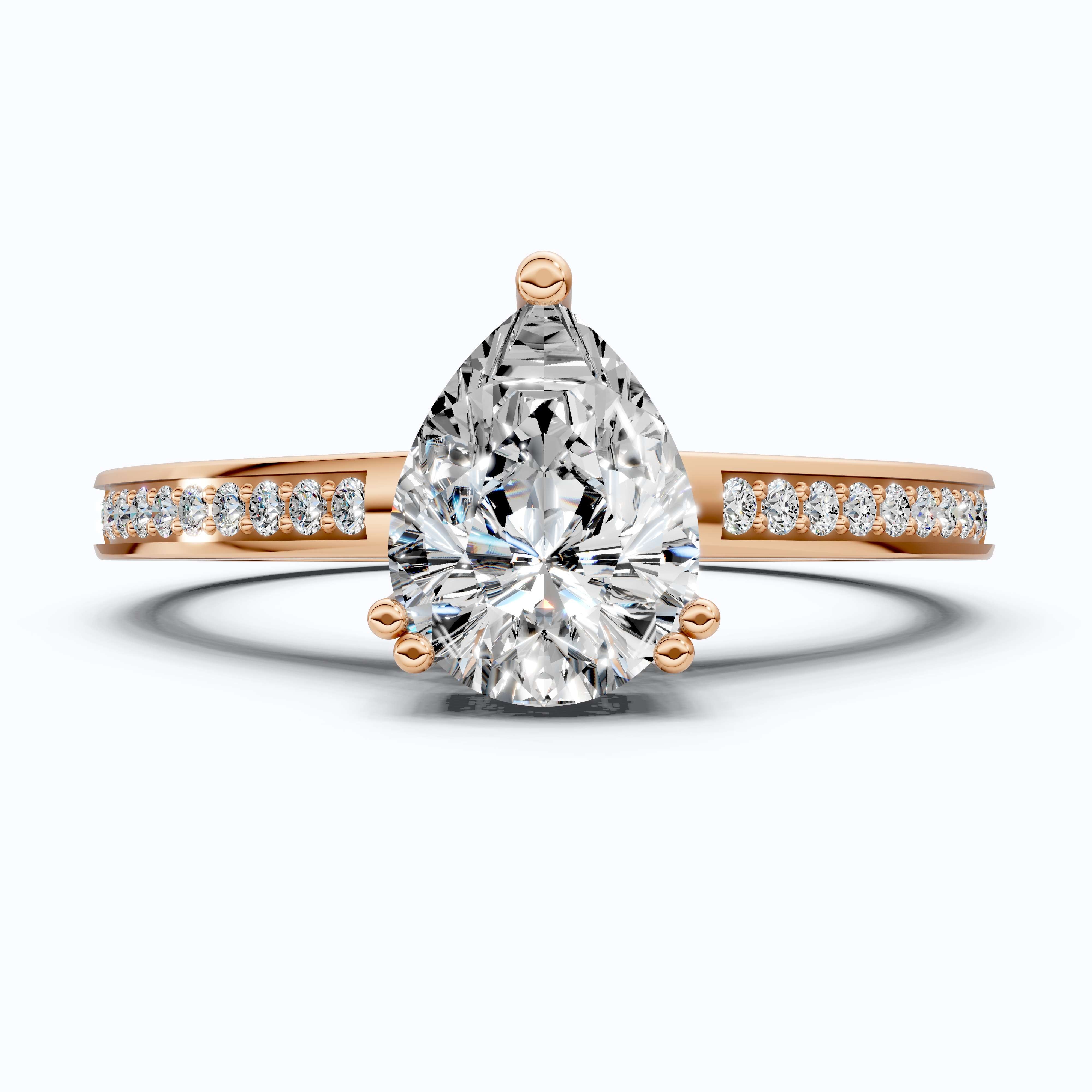 1.25 CT Pear Cut Hidden Halo Pave Engagement Ring in Lab Grown Diamond - 14K Solid Gold, Wedding Gift for Wife, Handmade Everyday Ring