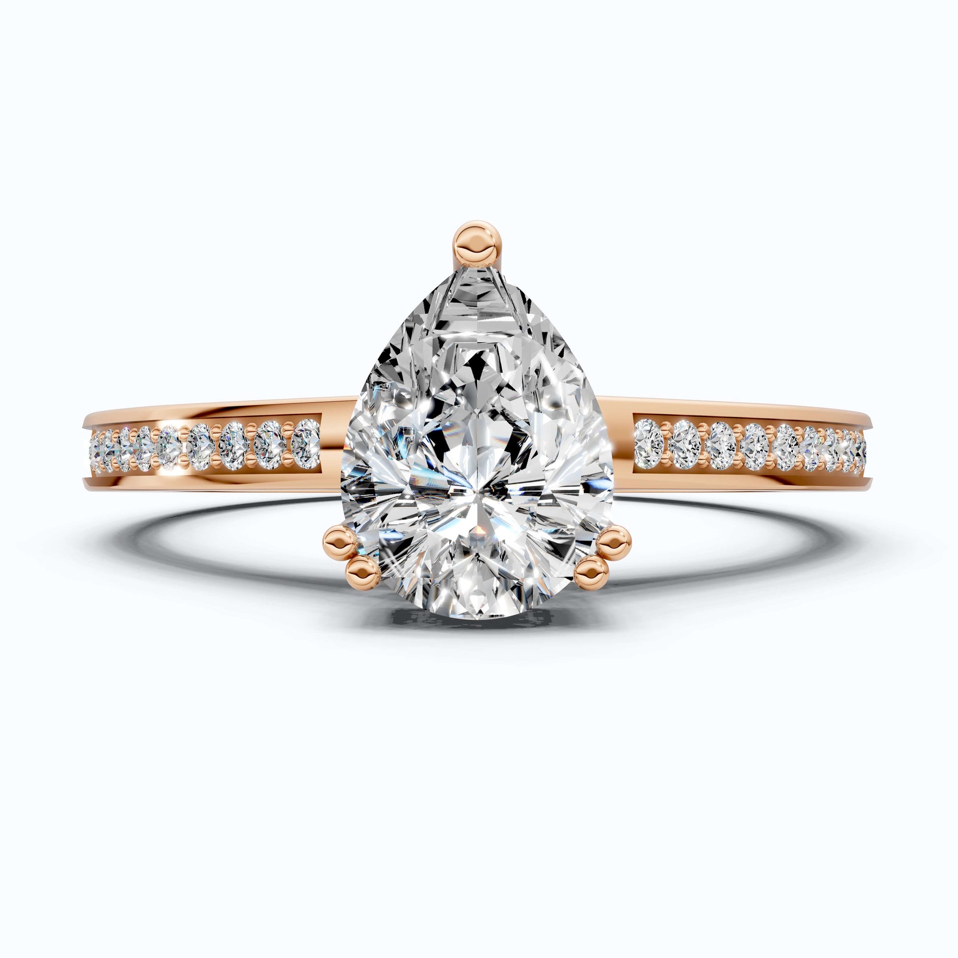 1.25 CT Pear Cut Hidden Halo Pave Engagement Ring in Lab Grown Diamond - 14K Solid Gold, Wedding Gift for Wife, Handmade Everyday Ring