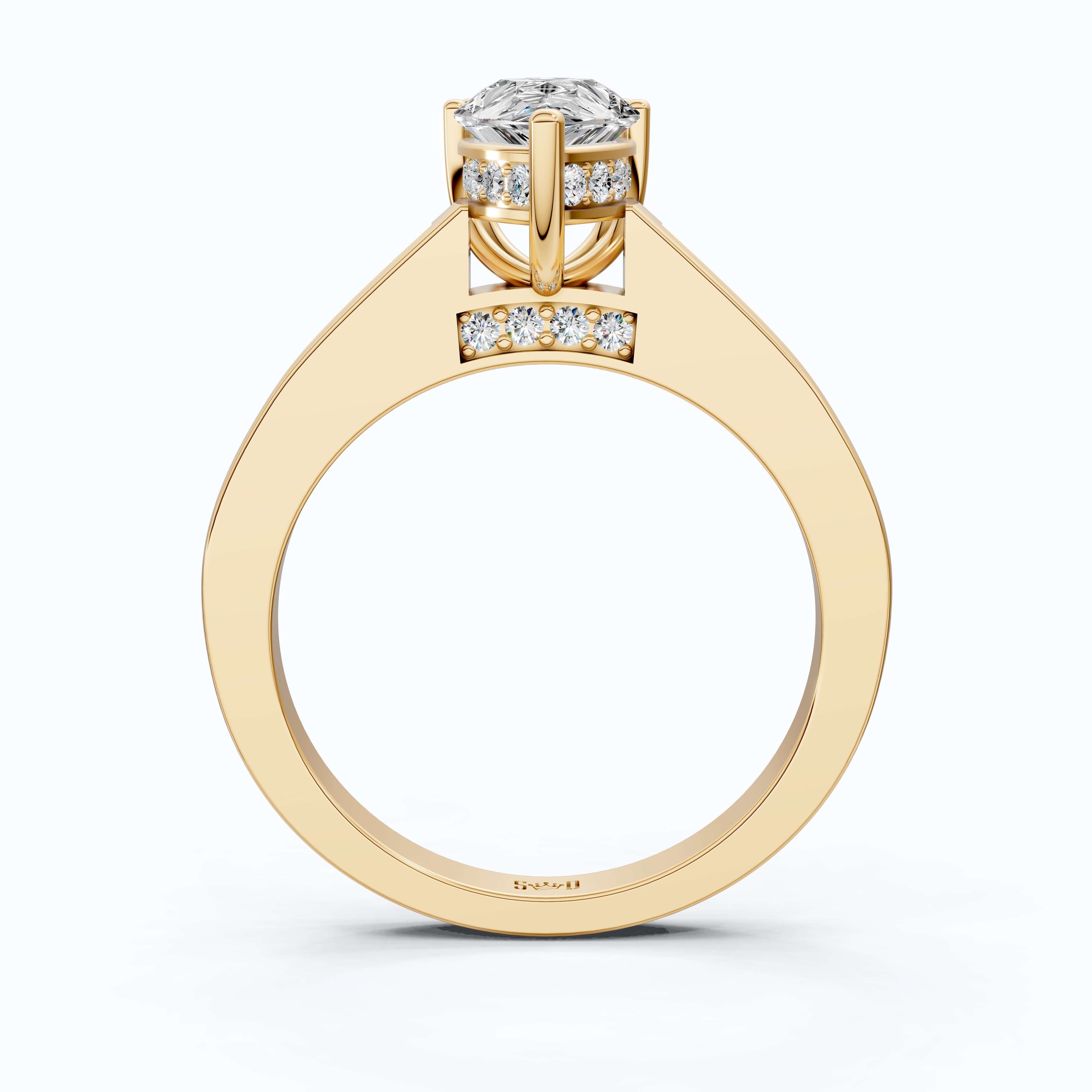 1.25 CT Pear Cut Hidden Halo Pave Engagement Ring in Lab Grown Diamond - 14K Solid Gold, Wedding Gift for Wife, Handmade Everyday Ring