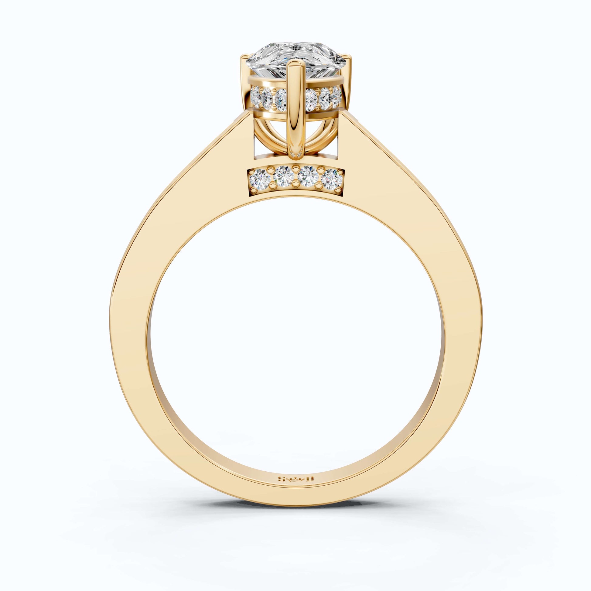 1.25 CT Pear Cut Hidden Halo Pave Engagement Ring in Lab Grown Diamond - 14K Solid Gold, Wedding Gift for Wife, Handmade Everyday Ring