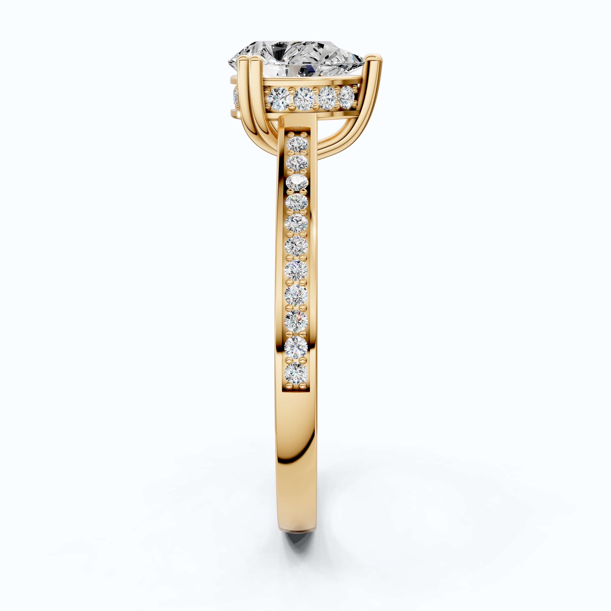 1.25 CT Pear Cut Hidden Halo Pave Engagement Ring in Lab Grown Diamond - 14K Solid Gold, Wedding Gift for Wife, Handmade Everyday Ring