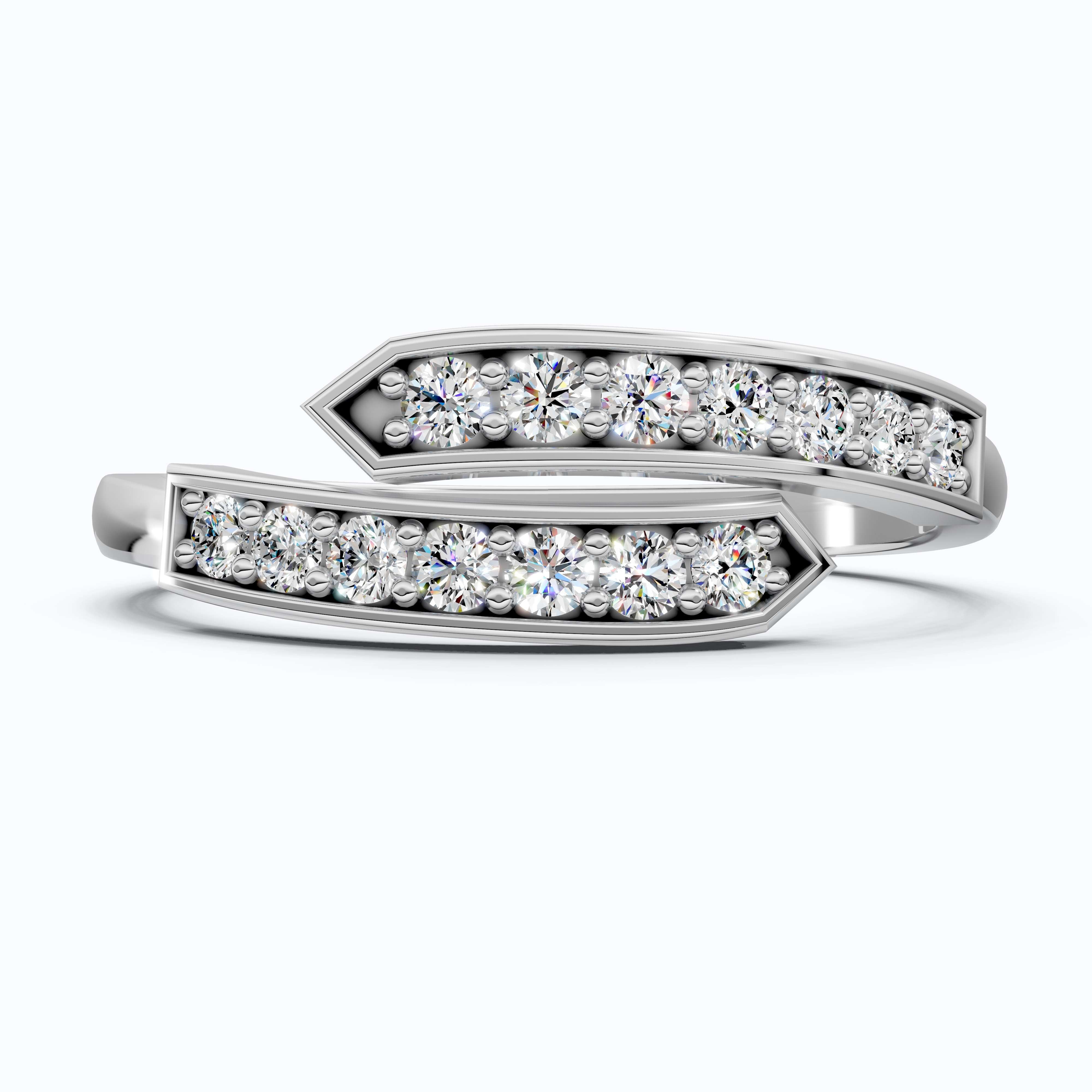 Unique Modern Bypass Pave Engagement Ring in 14K Solid Gold, 0.21 TCW Round Cut Lab Diamonds, Everyday Bridal Jewelry, Special Gift For Her