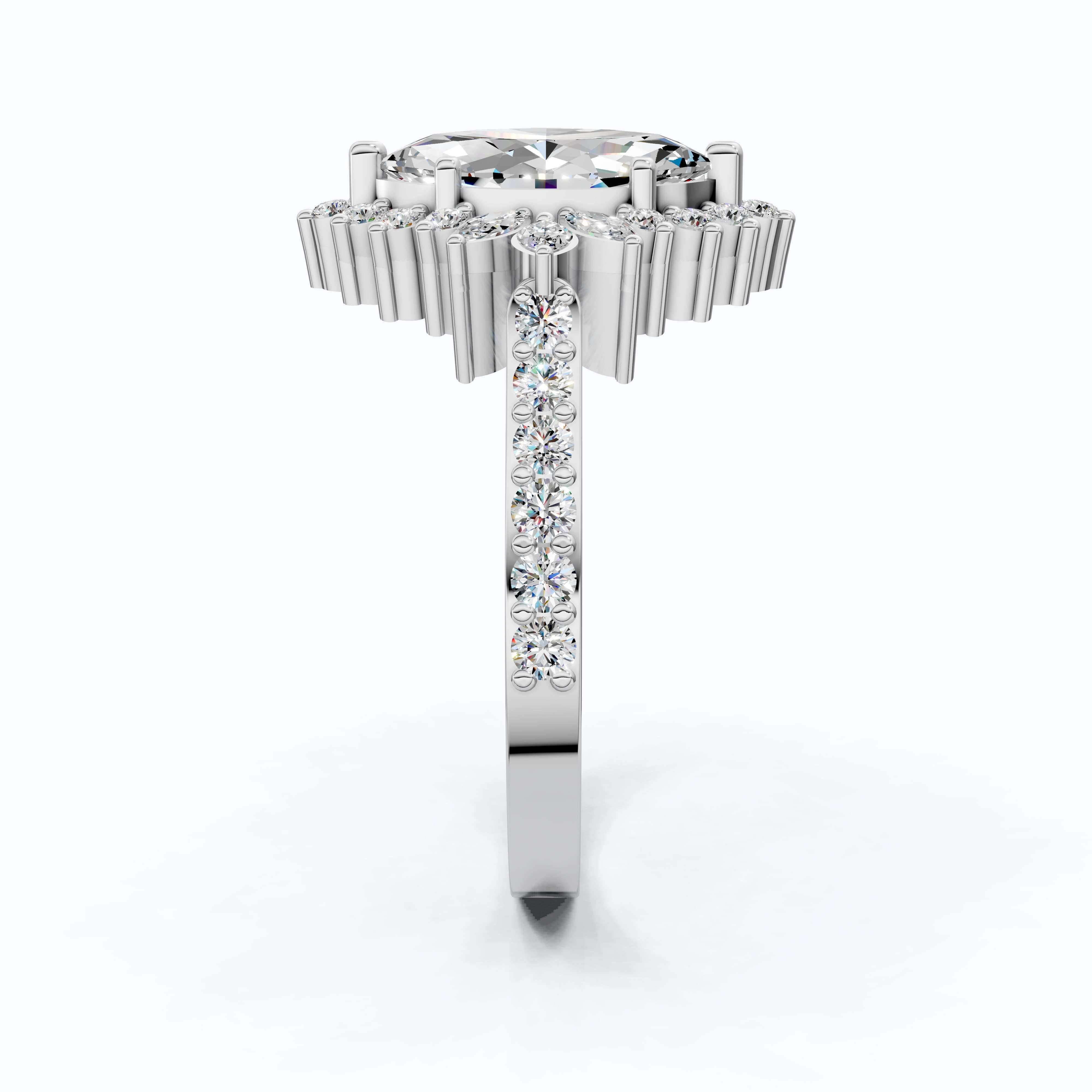 Art Deco Marquise Cluster Engagement Ring in 14k Solid Gold, 1.49 TCW Marquise/Round Cut Lab Created Diamonds, Anniversary Gift For Wife, Daily Wear Jewelry