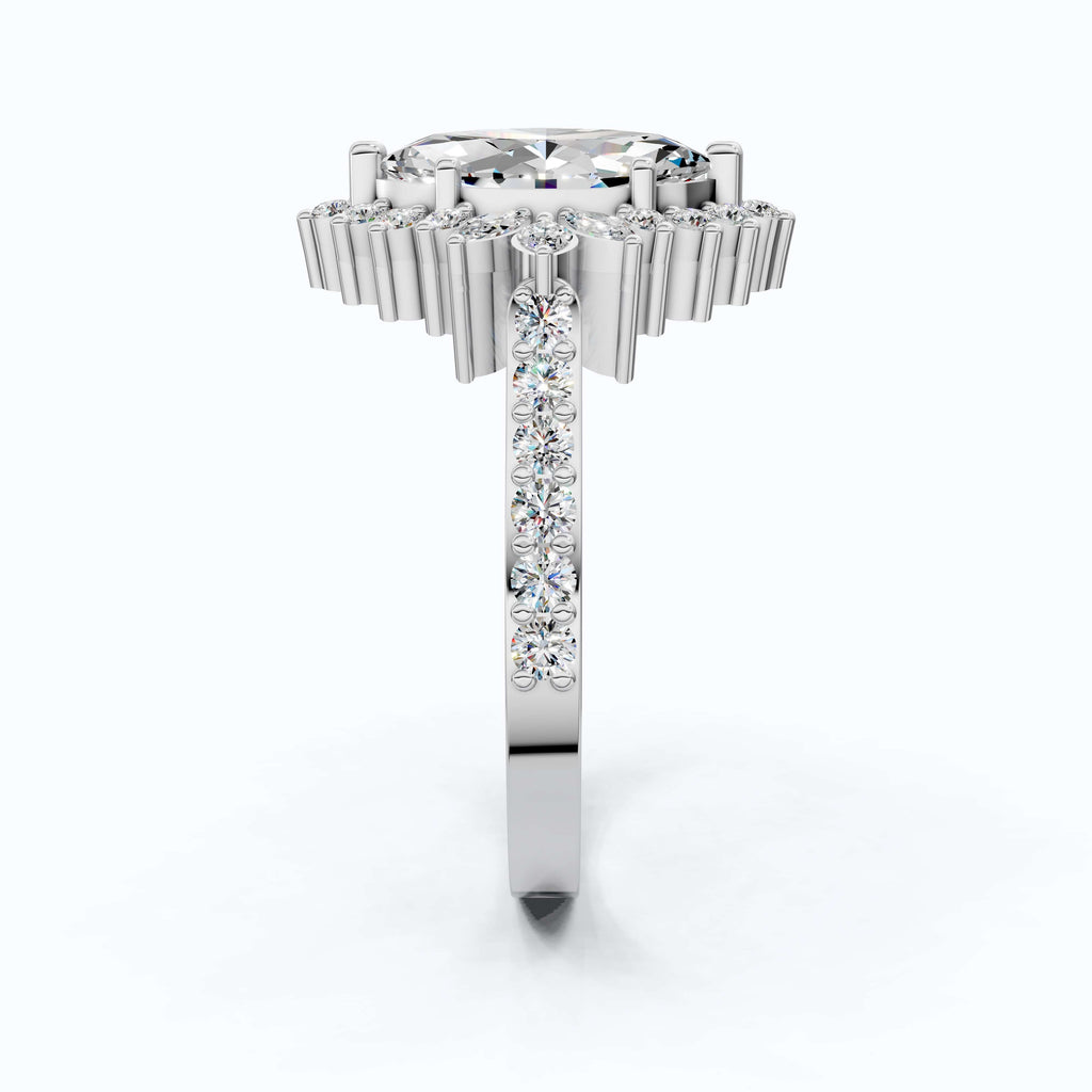 Art Deco Marquise Cluster Engagement Ring in 14k Solid Gold, 1.49 TCW Marquise/Round Cut Lab Created Diamonds, Anniversary Gift For Wife, Daily Wear Jewelry