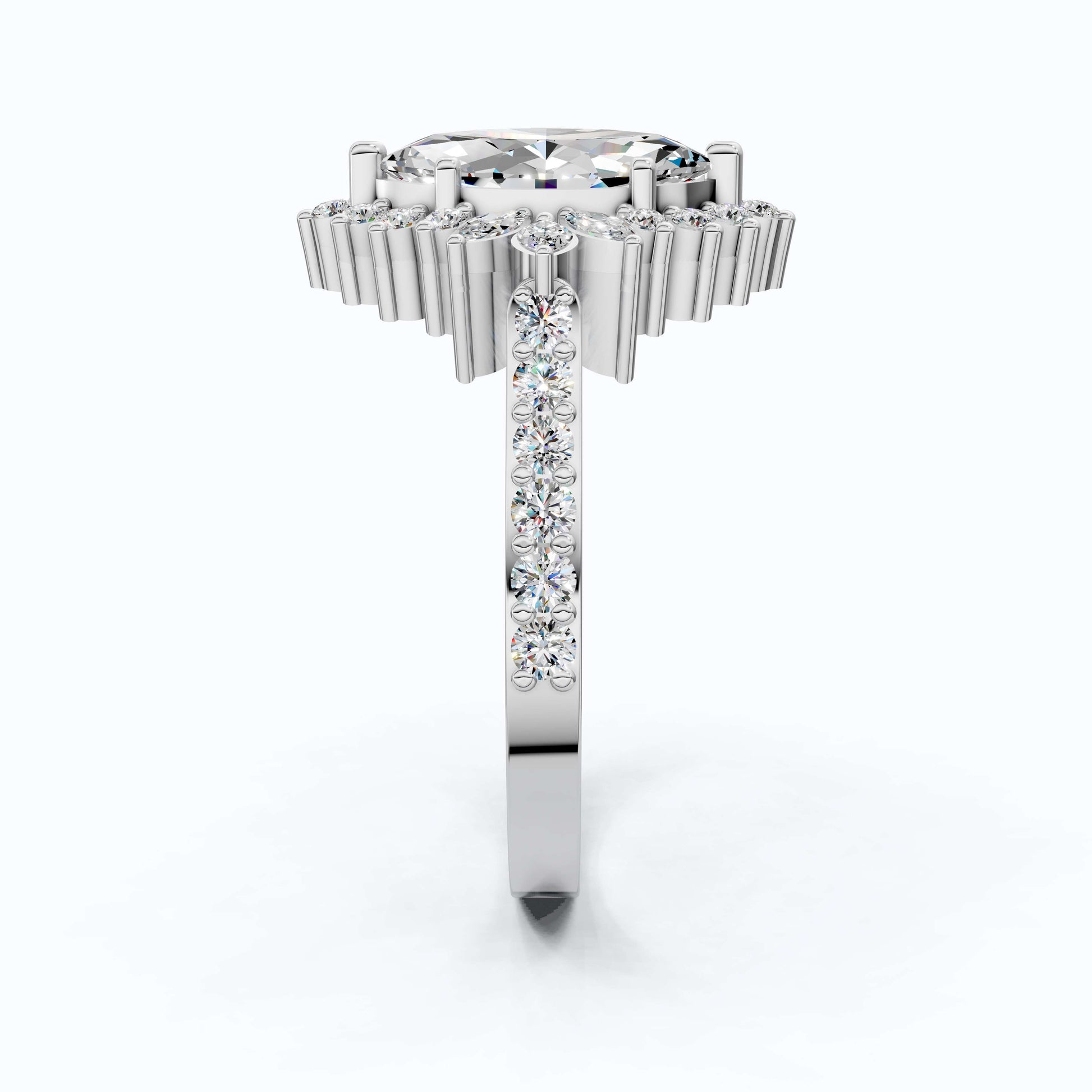 Art Deco Marquise Cluster Engagement Ring in 14k Solid Gold, 1.49 TCW Marquise/Round Cut Lab Created Diamonds, Anniversary Gift For Wife, Daily Wear Jewelry