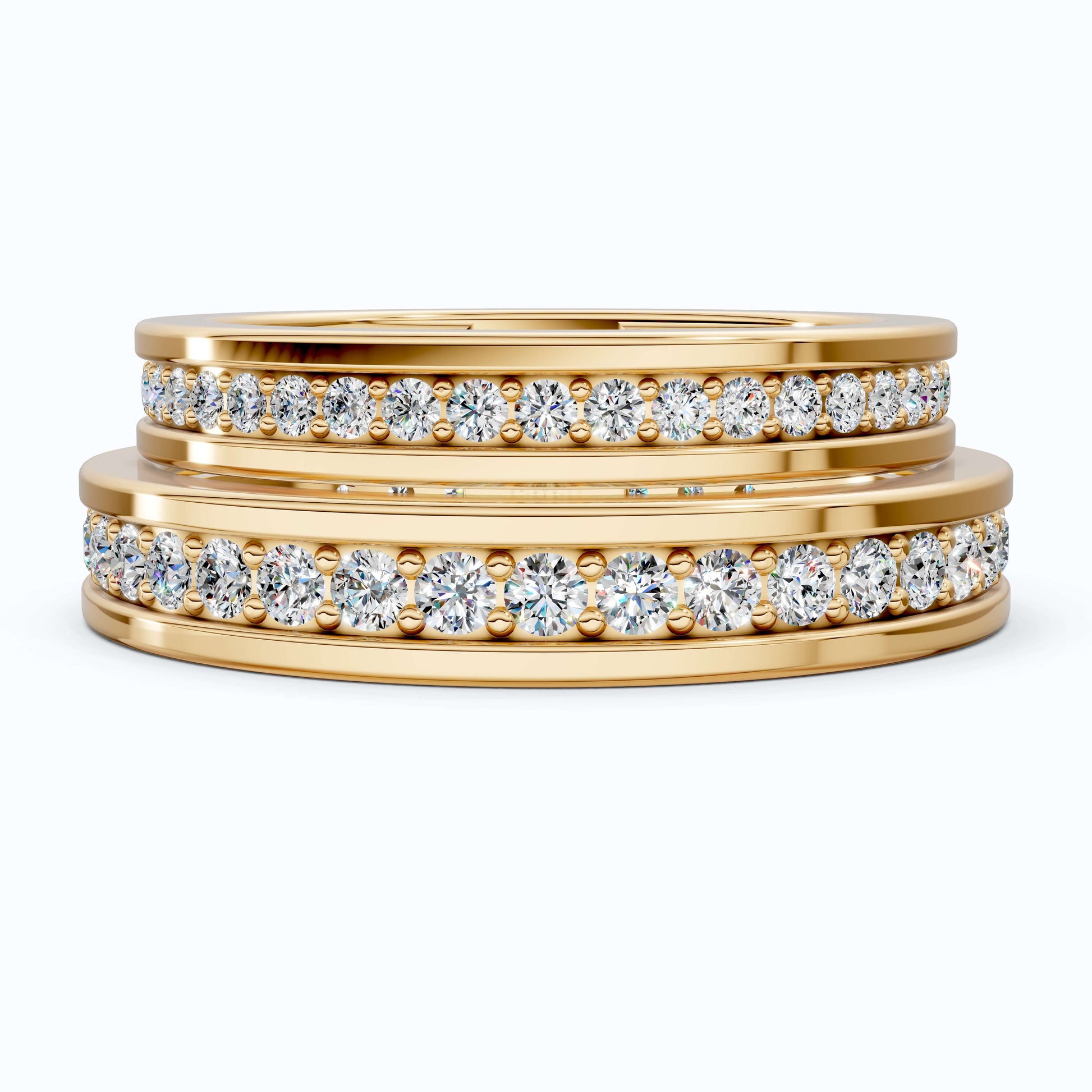 Classic Eternity Channel Set Couple Rings in 14k Solid Gold, 1.45 TCW Round Cut Lab Grown Diamonds, Anniversary Gift for Her, Everyday Bands