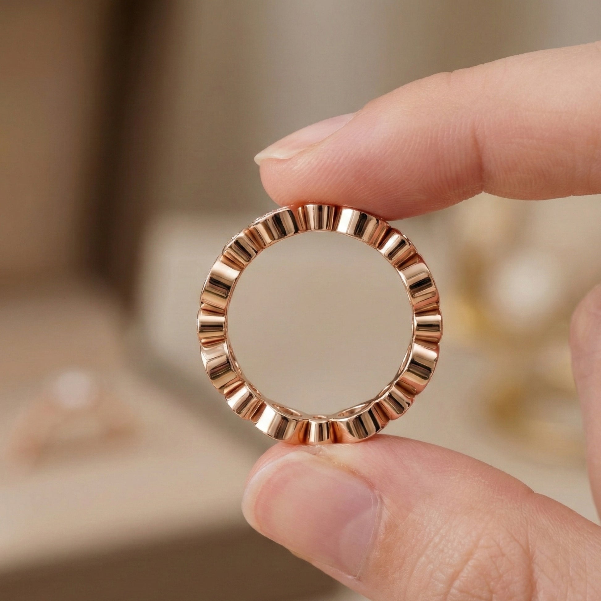 Modern Pear & Round Bezel-Set Alternating Wedding Eternity Band in Lab Grown Diamond – Solid 14k Gold, Bridal Jewelry