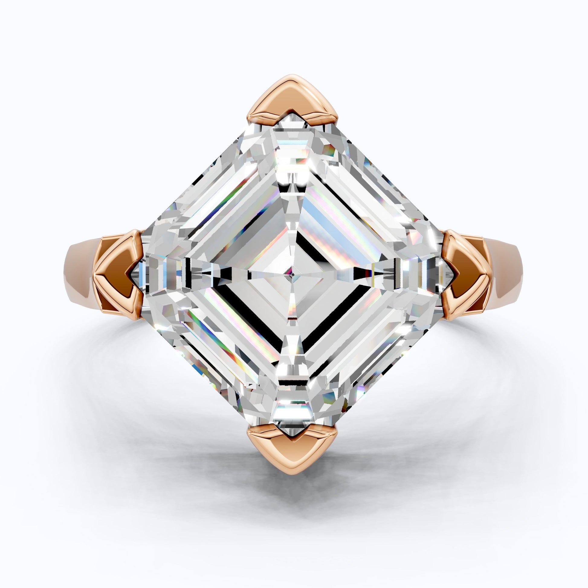 Bold Chunky Solitaire Modern Engagement Ring in 14K Solid Gold, 4.12 CT Asscher Cut Lab Grown Diamond, Statement Bridal Gift