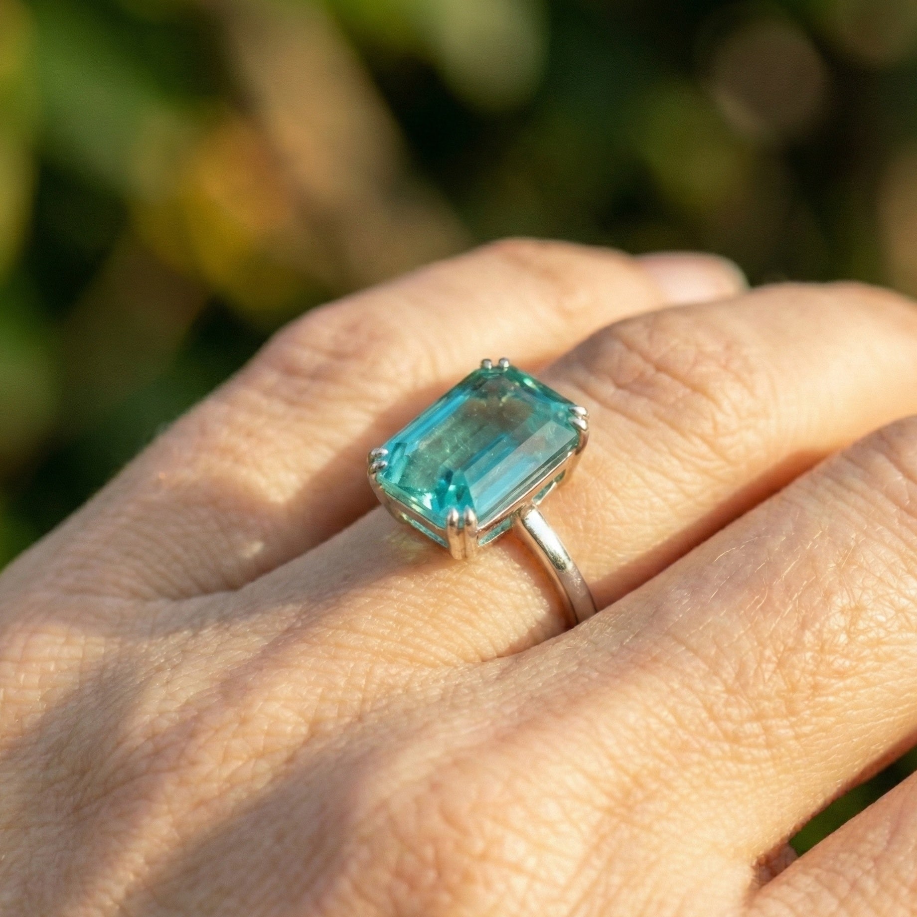 5.00 CT Emerald Cut Solitaire Sapphire Engagement Ring in Lab Diamond – 14K Solid Gold, Wedding Gift for Wife, Unique Gemstone Jewelry