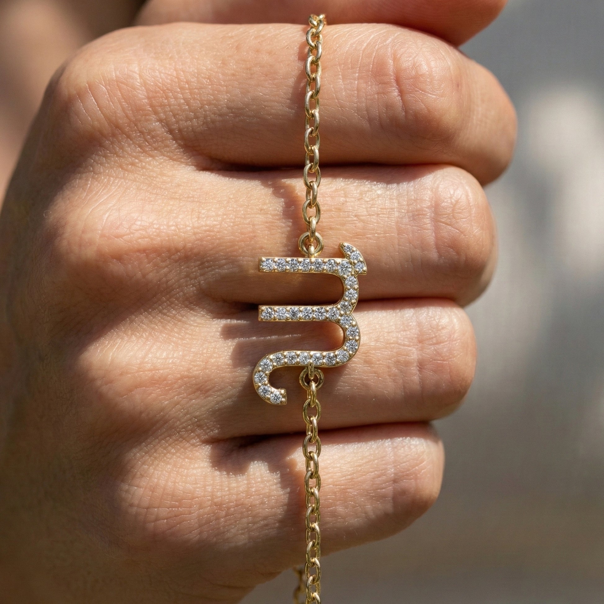 Minimalist Scorpio Symbol Bracelet in 14K Solid Gold, 0.31 TCW Round Cut Lab Created Diamonds, Personalized Astrology Birthday Gift for Her