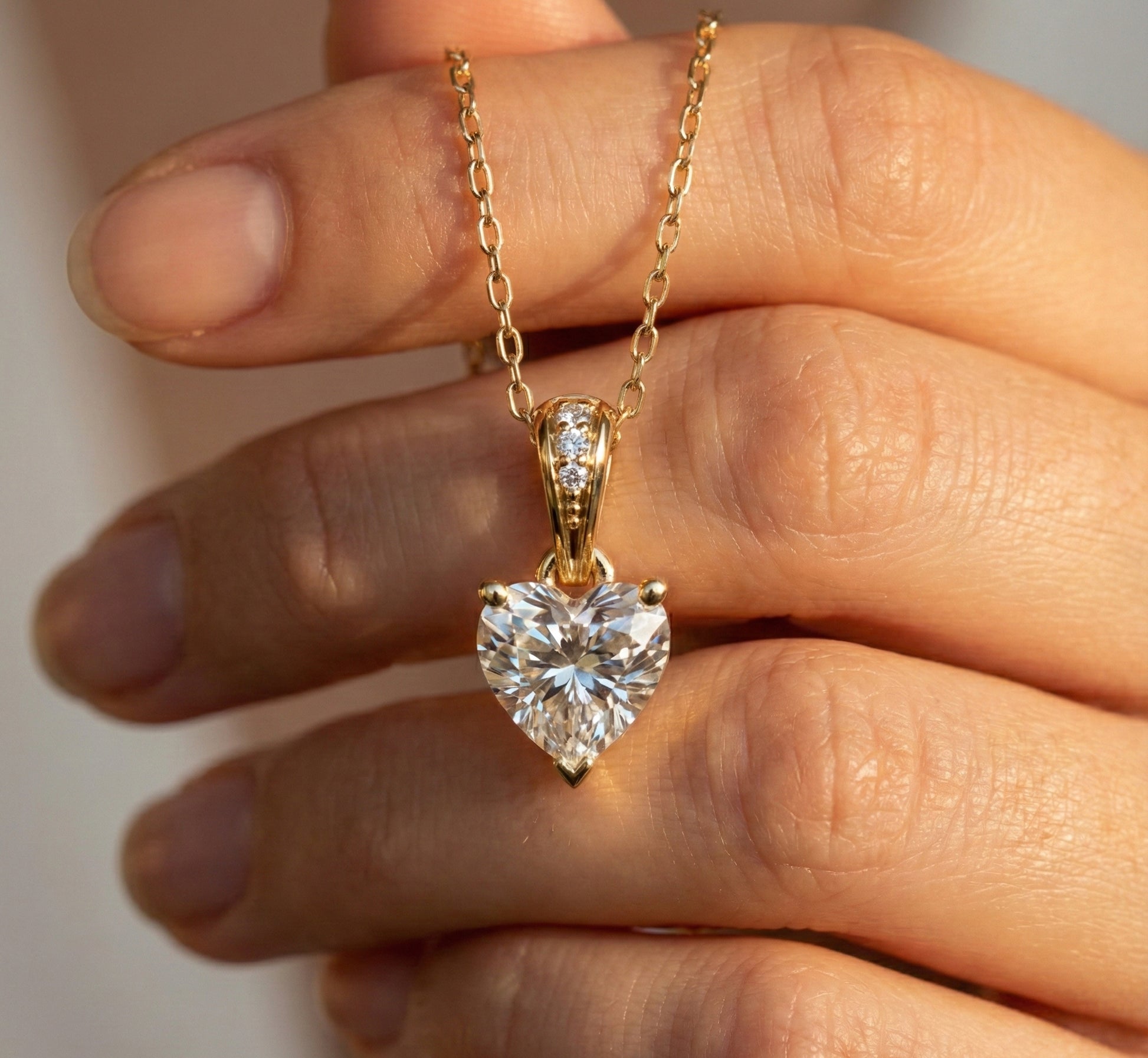 1.00 CT Heart Cut Solitaire Pendant in Lab Diamond - 14K Solid Gold, Engagement Gift, Bridal Jewelry