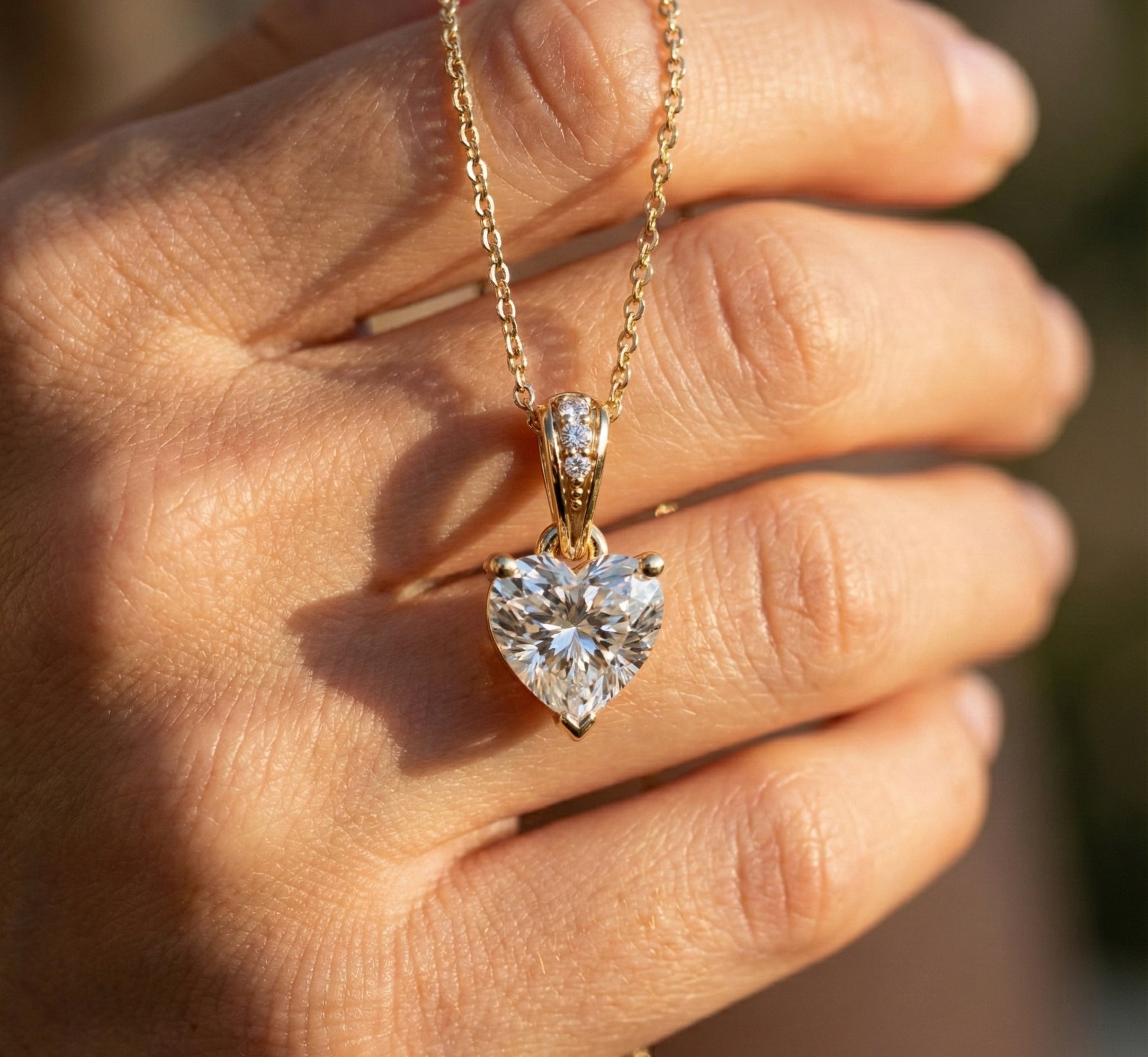 1.00 CT Heart Cut Solitaire Pendant in Lab Diamond - 14K Solid Gold, Engagement Gift, Bridal Jewelry