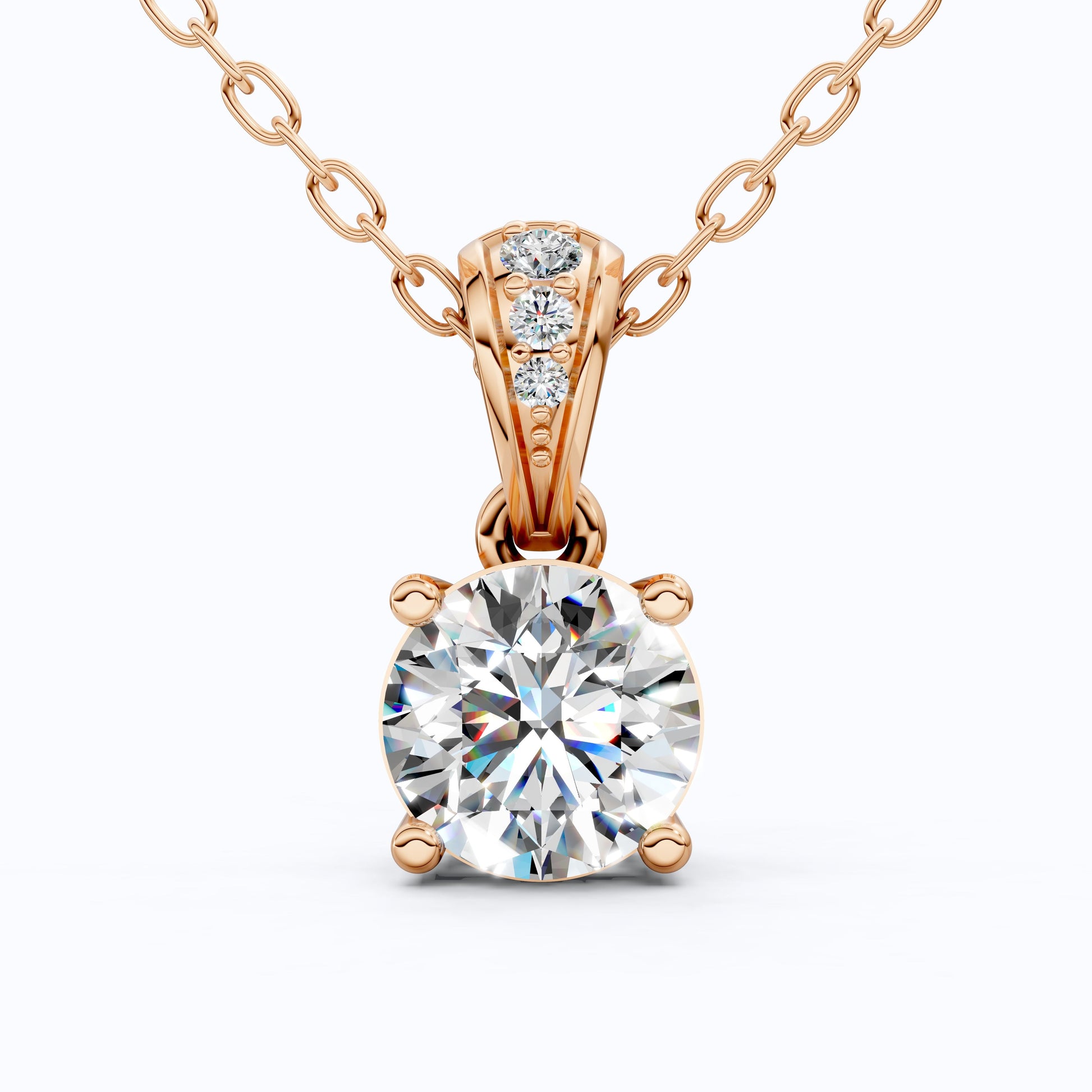 Minimalist Classic Solitaire Wedding Pendant in 14K Solid Gold, 1.00 CT Round Cut Lab Diamond, Anniversary Gift for Her, Handmade Everyday Pendant