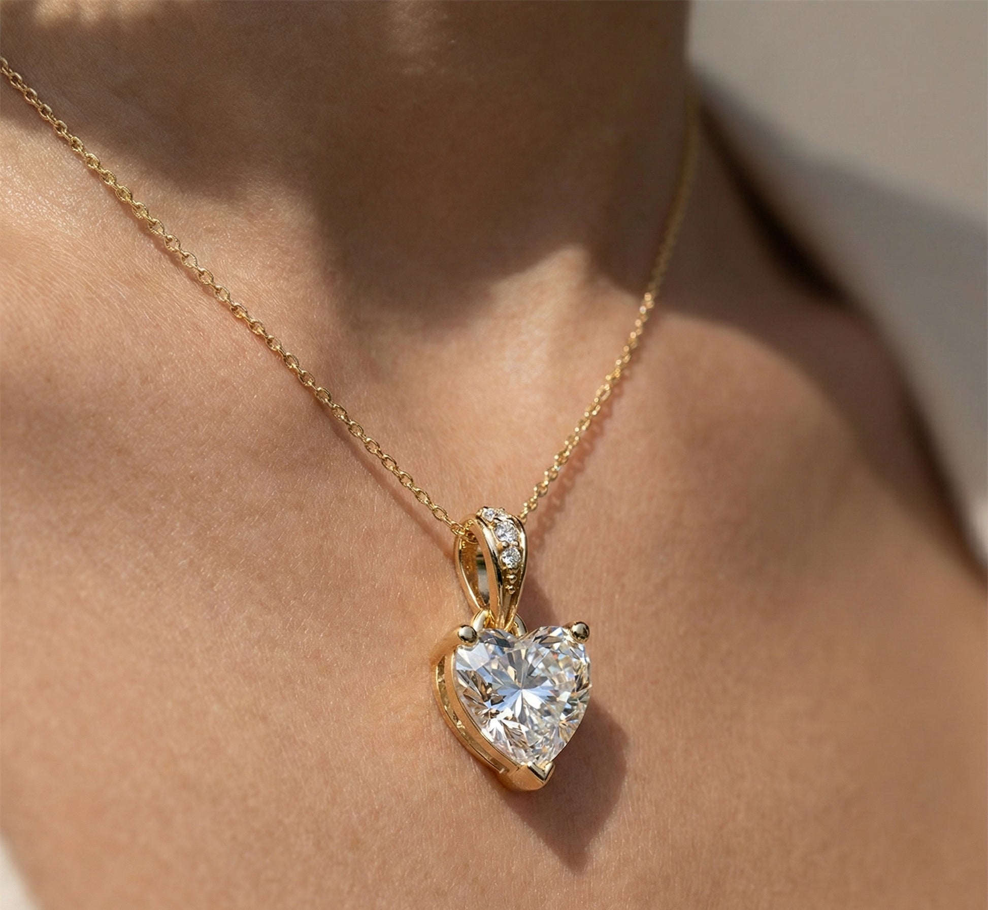 1.00 CT Heart Cut Solitaire Pendant in Lab Diamond - 14K Solid Gold, Engagement Gift, Bridal Jewelry