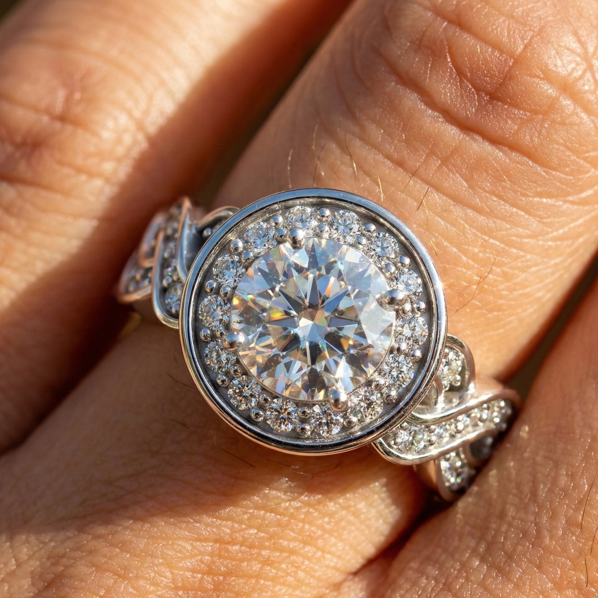 Vintage Halo Twisted Band Wedding Ring in 14k Gold or Sterling Silver, Bridal Gift for Her, Unique Ring For Women, Everyday Jewelry