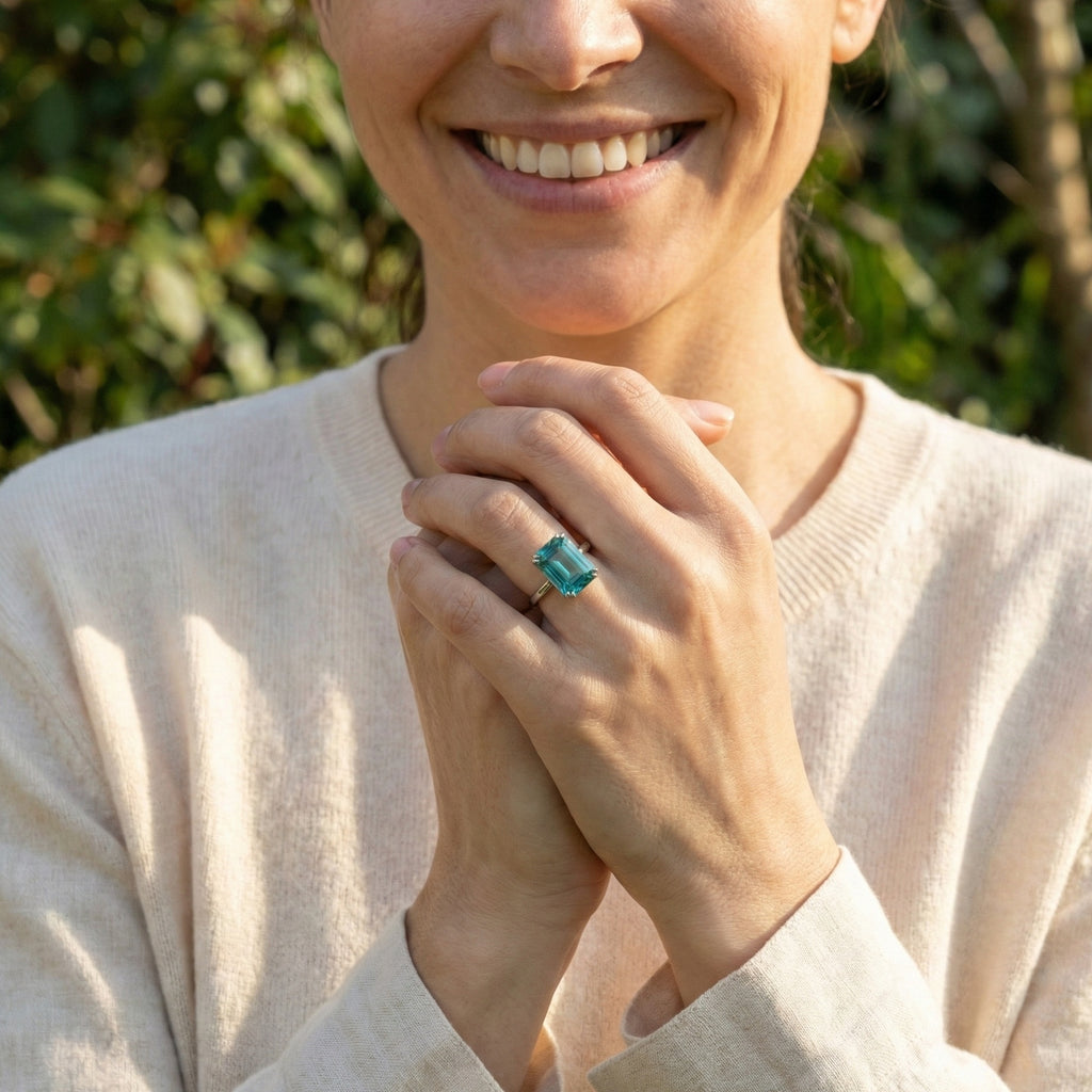 5.00 CT Emerald Cut Solitaire Sapphire Engagement Ring in Lab Diamond – 14K Solid Gold, Wedding Gift for Wife, Unique Gemstone Jewelry