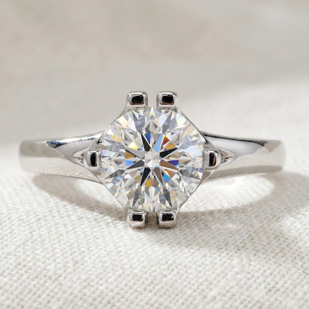 14K Rose Gold Solitaire Lab Diamond Engagement Ring, 1.25 CT Round Cut Lab Grown Diamond, Wedding Gift for Her, Handmade Fine Jewelry