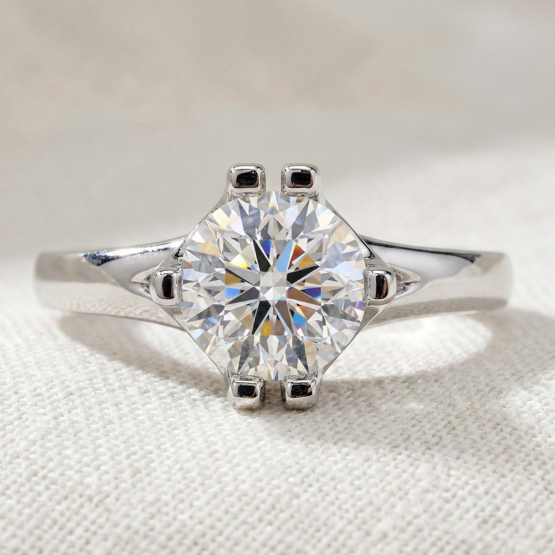 14K Rose Gold Solitaire Lab Diamond Engagement Ring, 1.25 CT Round Cut Lab Grown Diamond, Wedding Gift for Her, Handmade Fine Jewelry