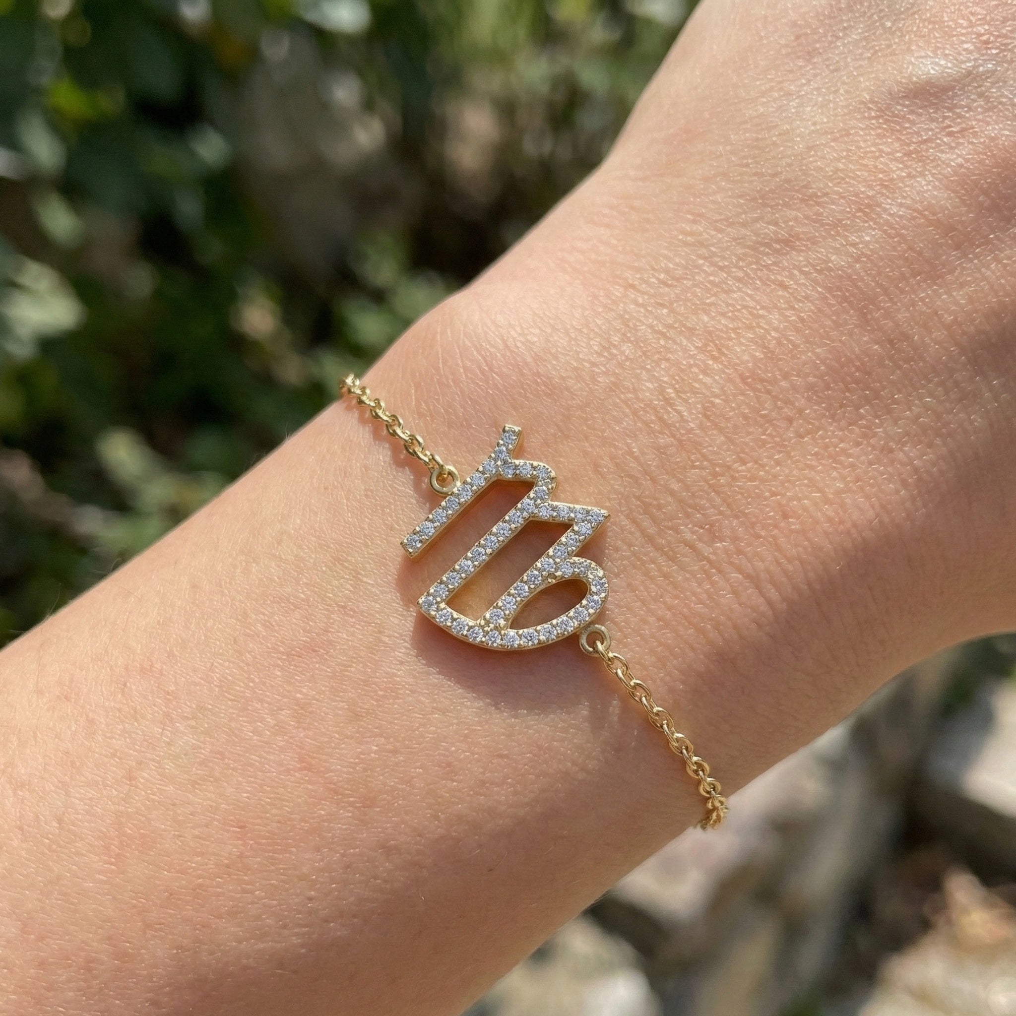 Virgo Sign Elegant Link Chain Bracelet in 14k Rose Gold, 0.46 TCW Round Cut Lab Grown Diamonds, Personalized Friendship Jewelry, Birthday Gift for Her