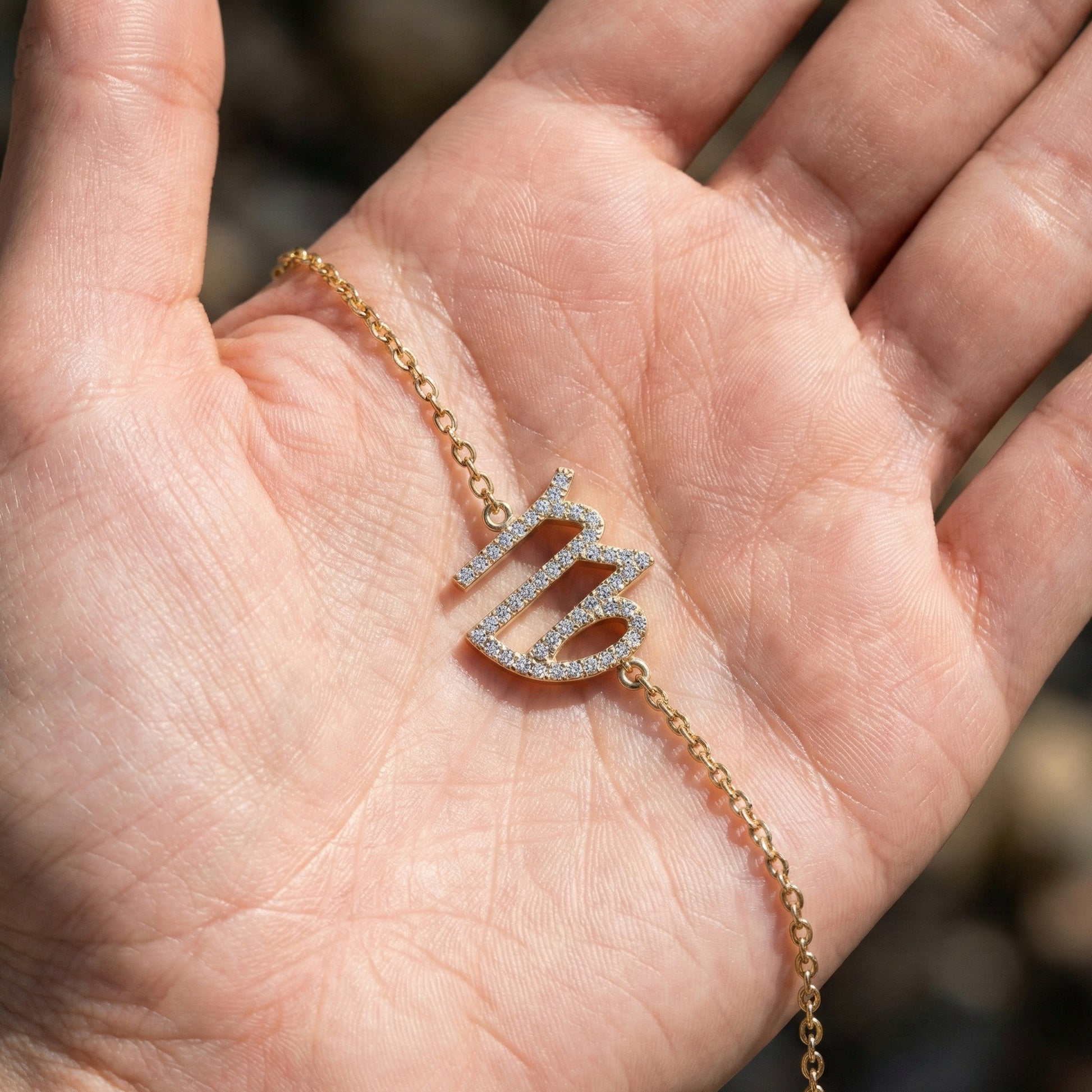 Virgo Sign Elegant Link Chain Bracelet in 14k Rose Gold, 0.46 TCW Round Cut Lab Grown Diamonds, Personalized Friendship Jewelry, Birthday Gift for Her