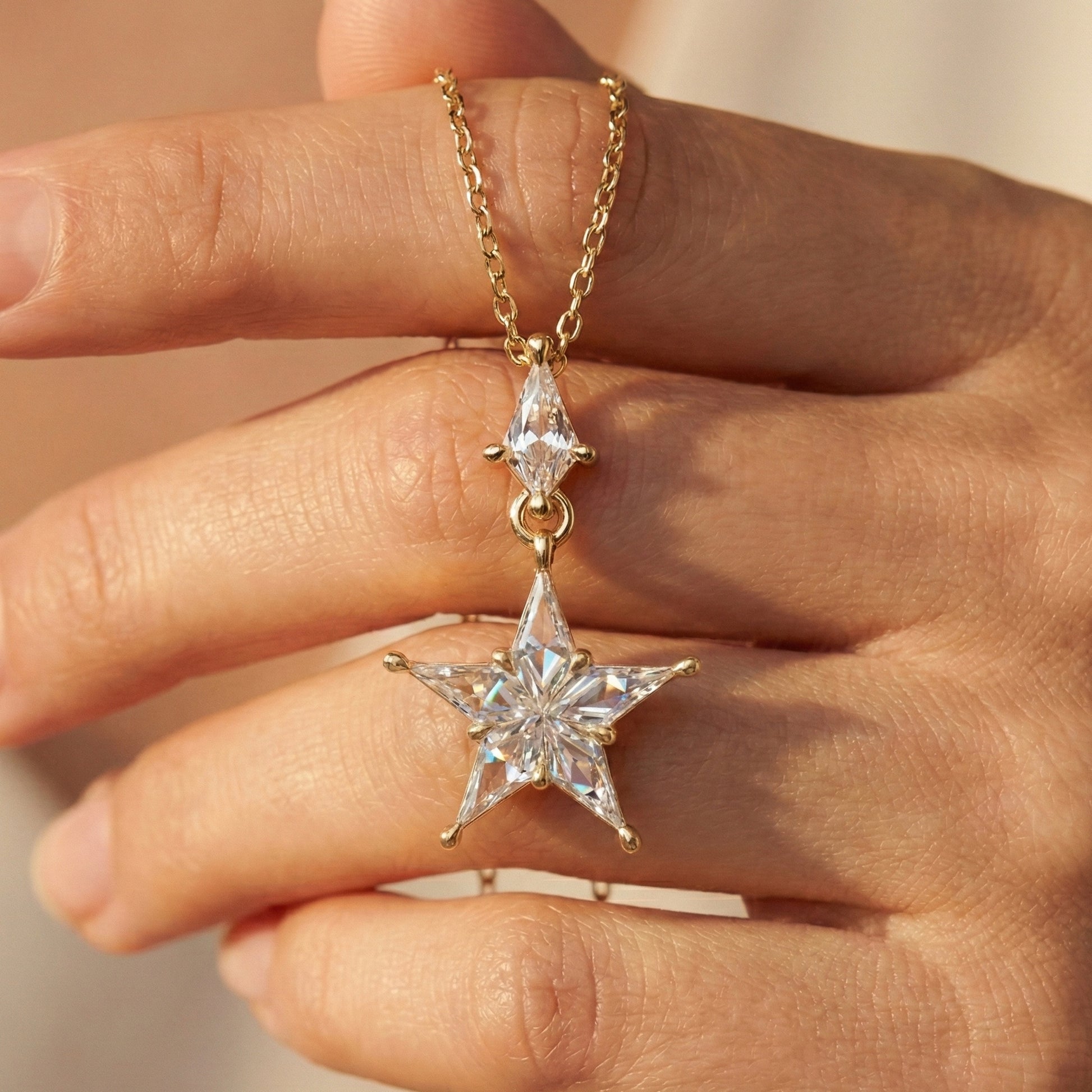 Five Point Starburst Kite Cut Wedding Pendant in 14K Solid Gold, 1.40 CT Kite Cut Lab Created Diamond, Gift for Her, Bridal Jewelry