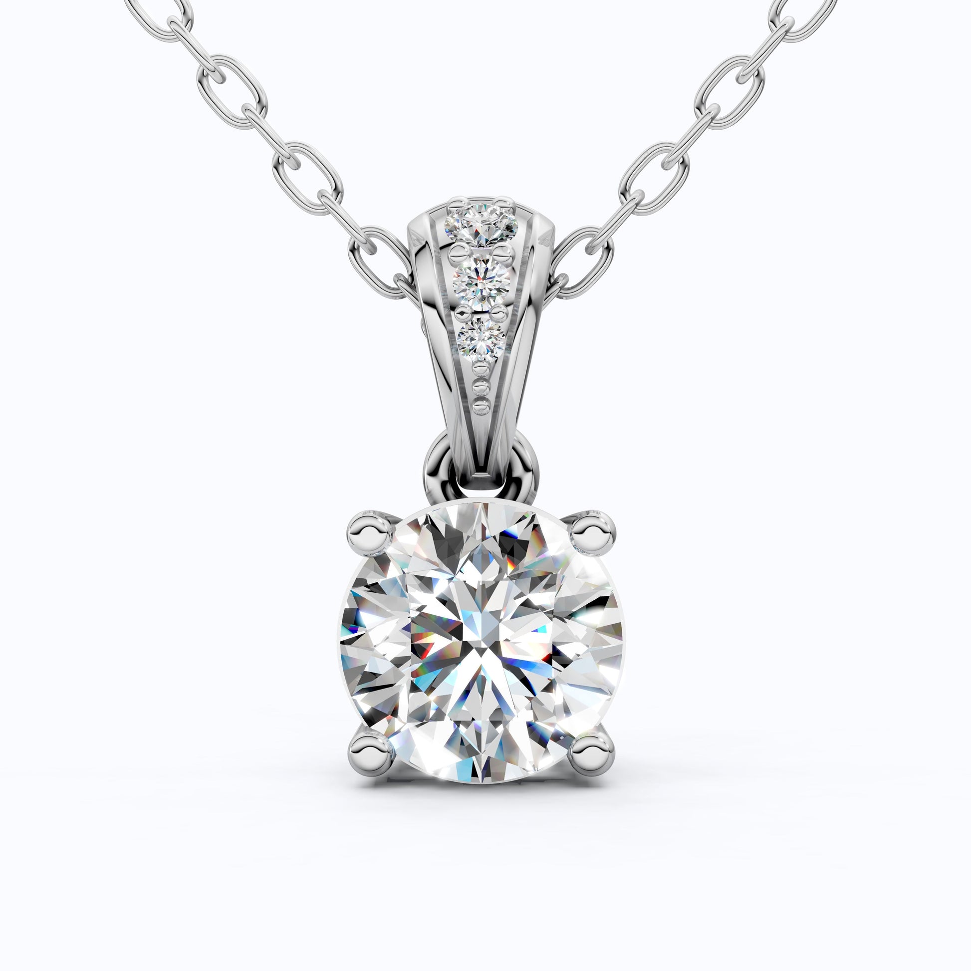 Minimalist Classic Solitaire Wedding Pendant in 14K Solid Gold, 1.00 CT Round Cut Lab Diamond, Anniversary Gift for Her, Handmade Everyday Pendant