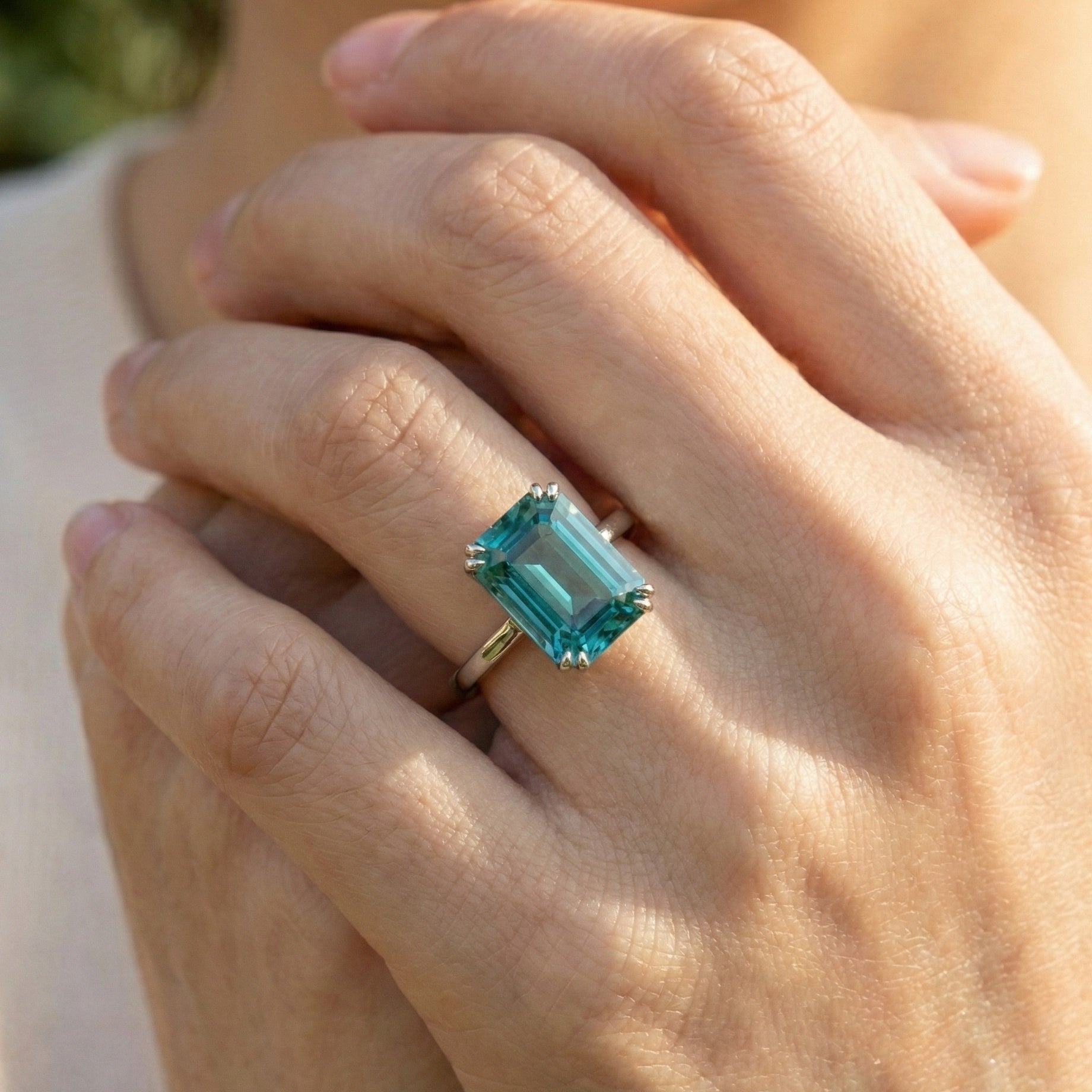 5.00 CT Emerald Cut Solitaire Sapphire Engagement Ring in Lab Diamond – 14K Solid Gold, Wedding Gift for Wife, Unique Gemstone Jewelry