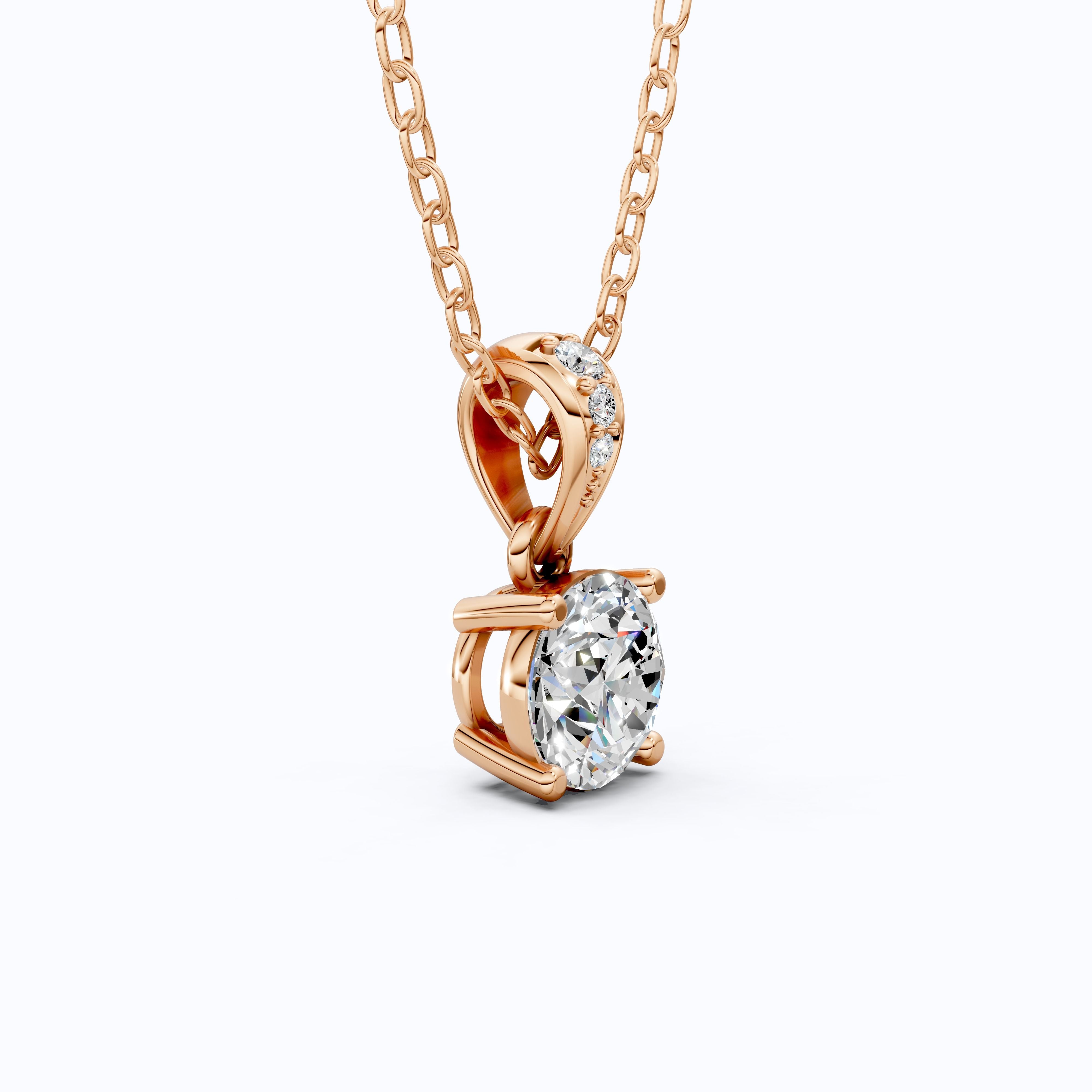 Minimalist Classic Solitaire Wedding Pendant in 14K Solid Gold, 1.00 CT Round Cut Lab Diamond, Anniversary Gift for Her, Handmade Everyday Pendant