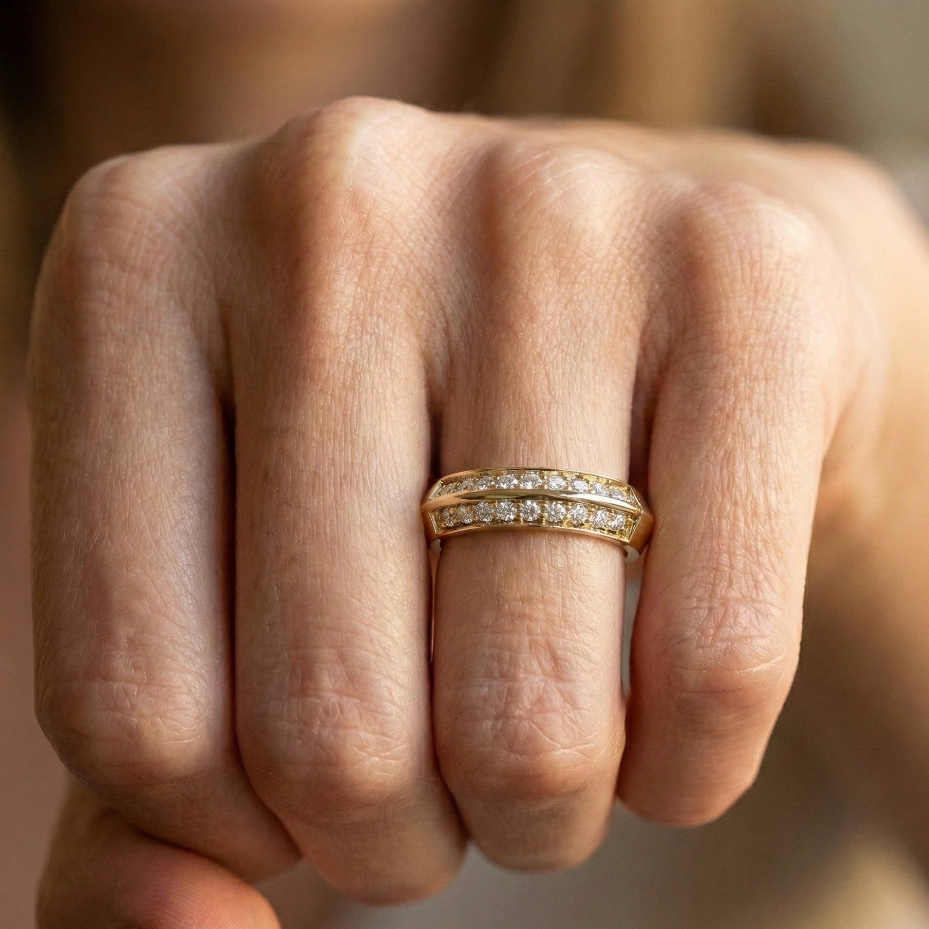 Knife Edge Half Eternity Wedding Band in 14k Solid Gold, 0.68 TCW Round Cut Lab Grown Diamonds, Anniversary Gift for Wife, Bridal Jewelry, Handmade Jewelry