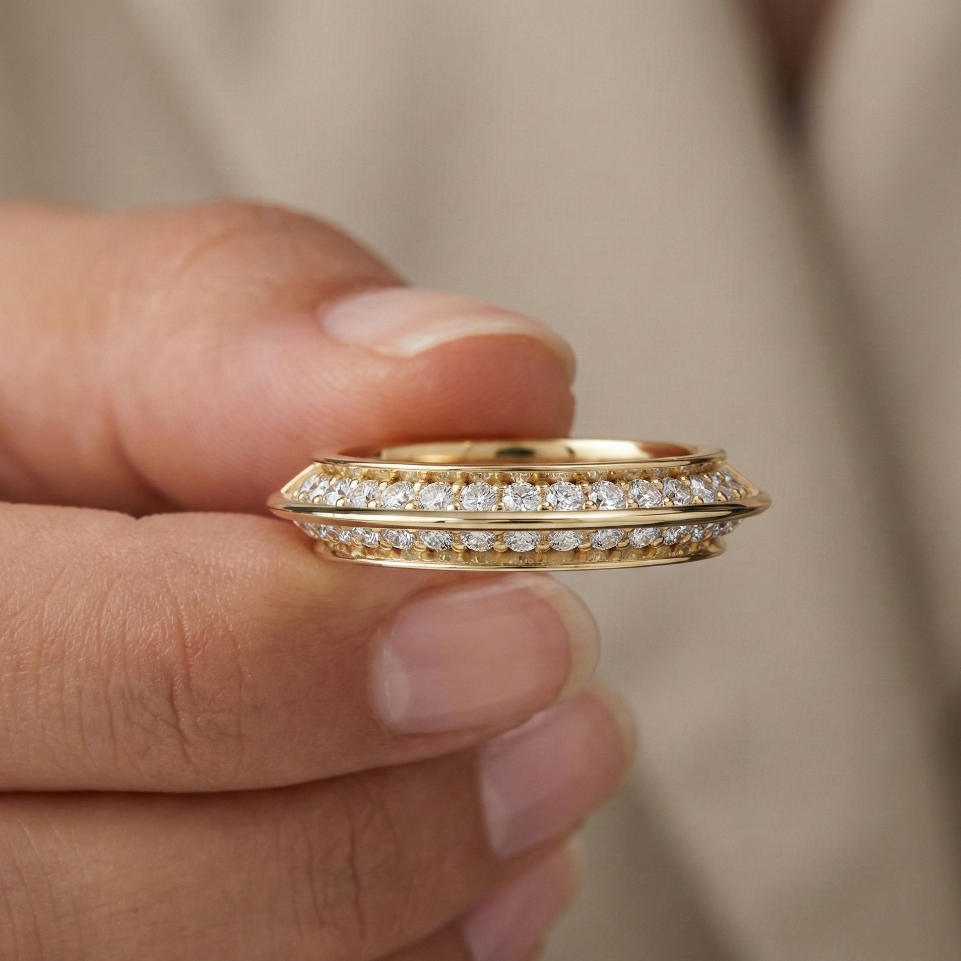 Knife Edge Half Eternity Wedding Band in 14k Solid Gold, 0.68 TCW Round Cut Lab Grown Diamonds, Anniversary Gift for Wife, Bridal Jewelry, Handmade Jewelry