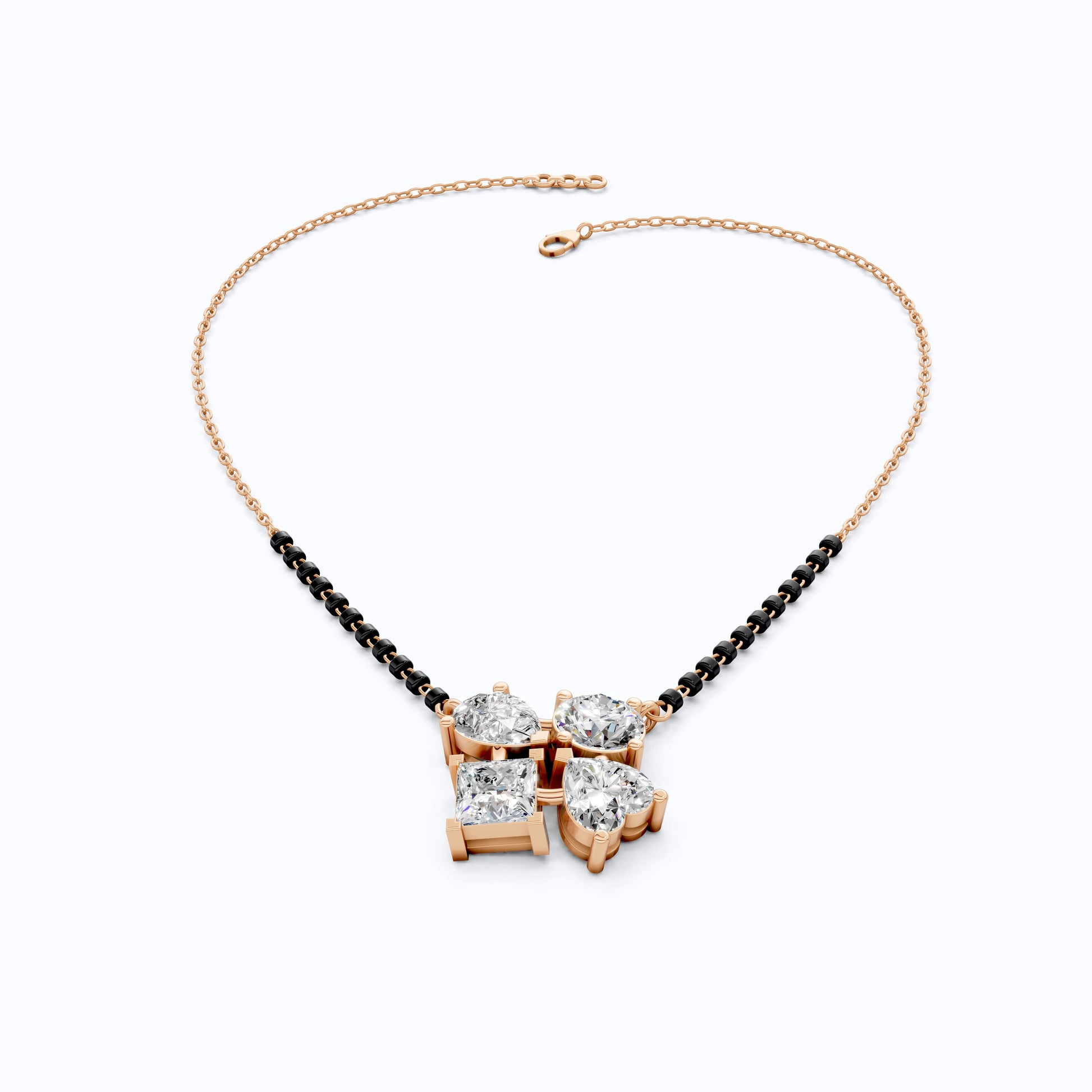 Modern Geometric Cluster Tanmaniya Mangalsutra in 14k Solid Gold, 4.25 TCW Multi Stone Lab Diamonds, Wedding Gift for Women, Everyday Jewelry
