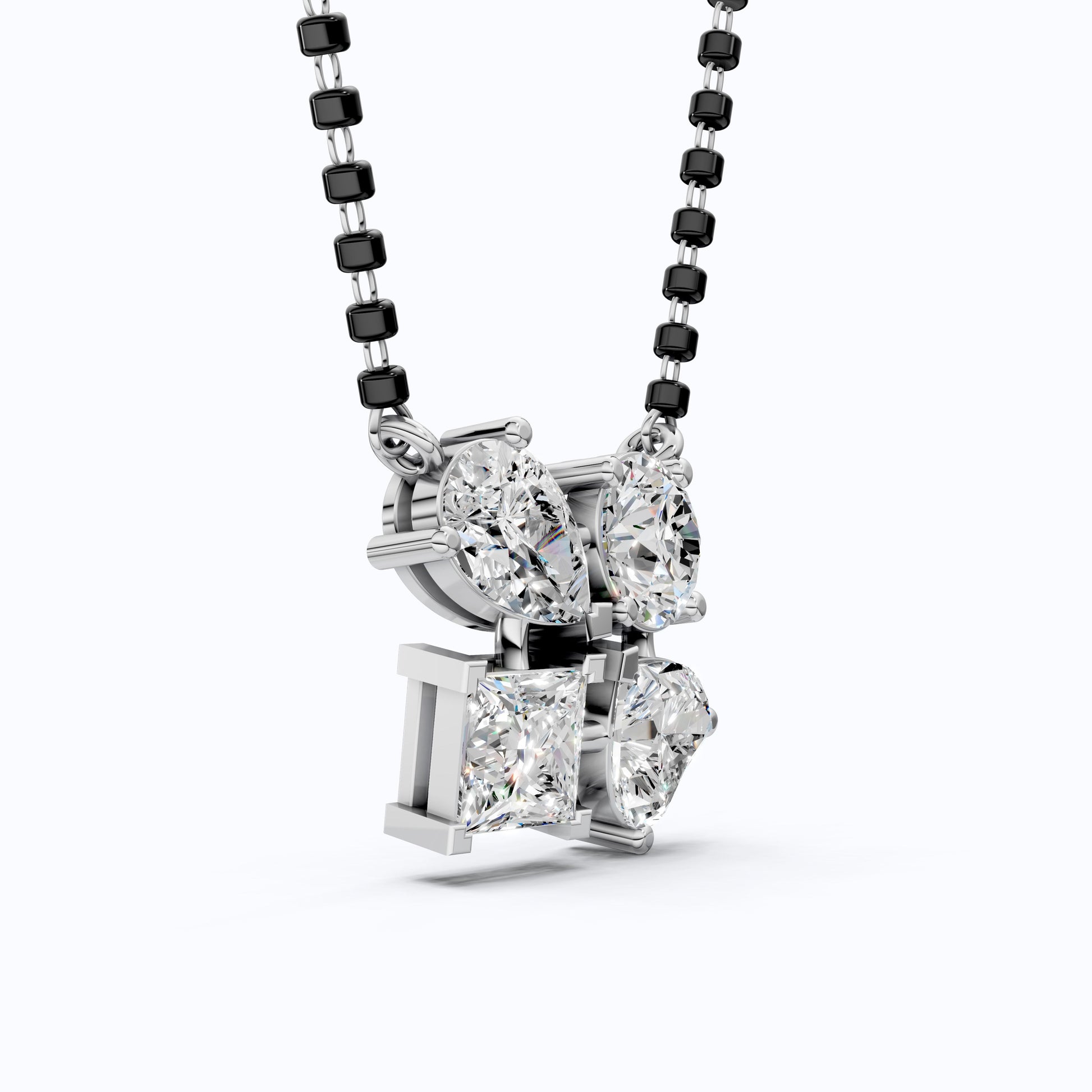 Modern Geometric Cluster Tanmaniya Mangalsutra in 14k Solid Gold, 4.25 TCW Multi Stone Lab Diamonds, Wedding Gift for Women, Everyday Jewelry