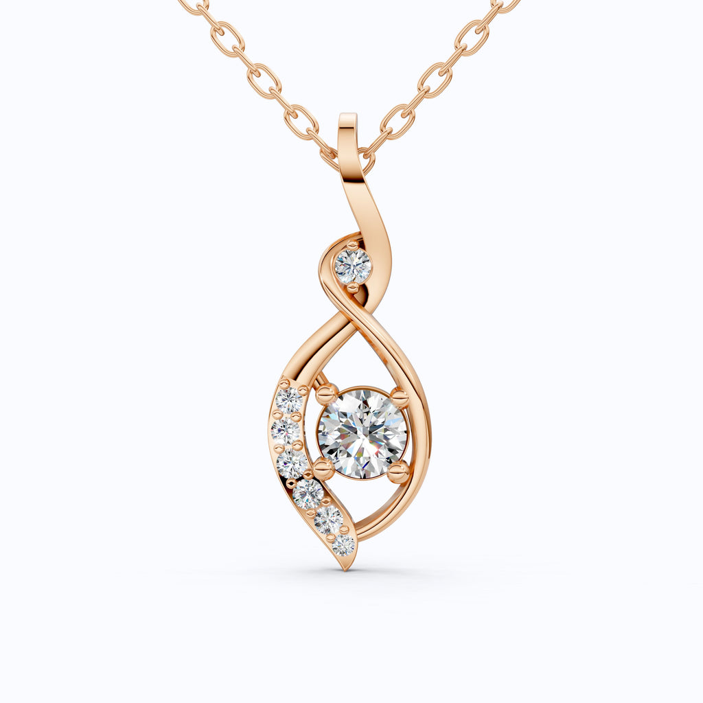 Award-Inspired Infinity Twist Wedding Pendant in 14K Solid Gold, 0.37 TCW Round Cut Lab Grown Diamonds, Anniversary Gift for Her, Handmade Bridal Jewelry