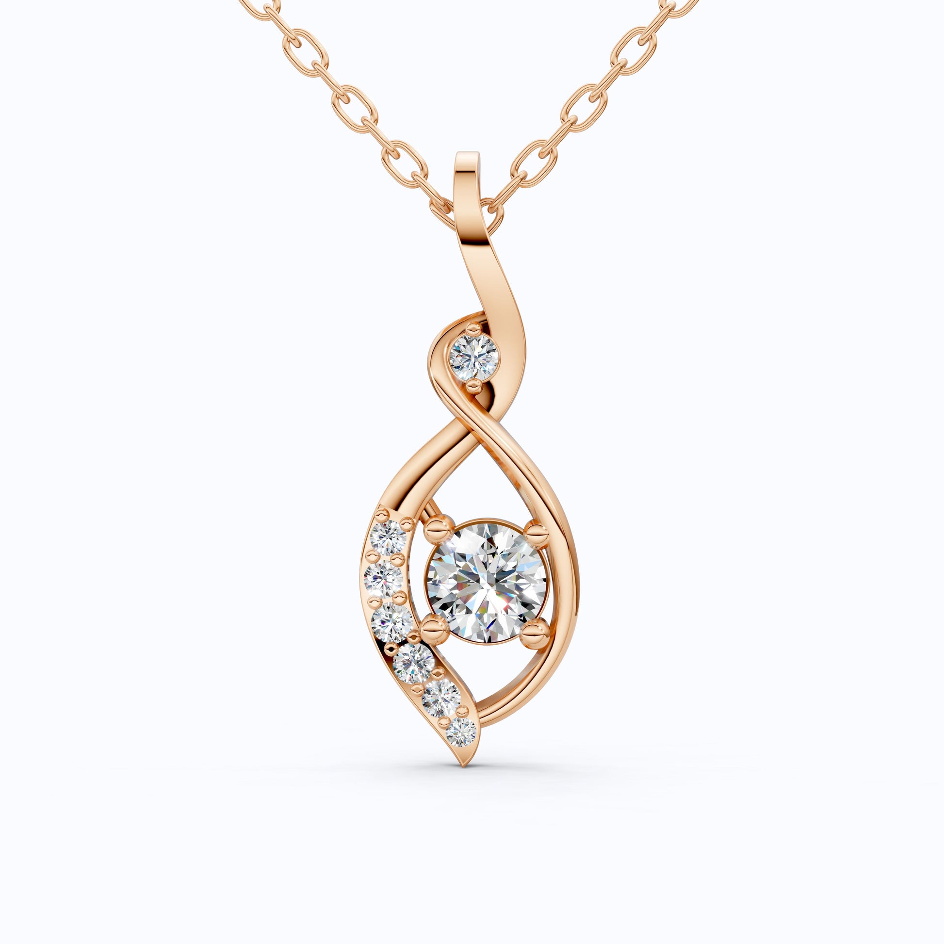 Award-Inspired Infinity Twist Wedding Pendant in 14K Solid Gold, 0.37 TCW Round Cut Lab Grown Diamonds, Anniversary Gift for Her, Handmade Bridal Jewelry