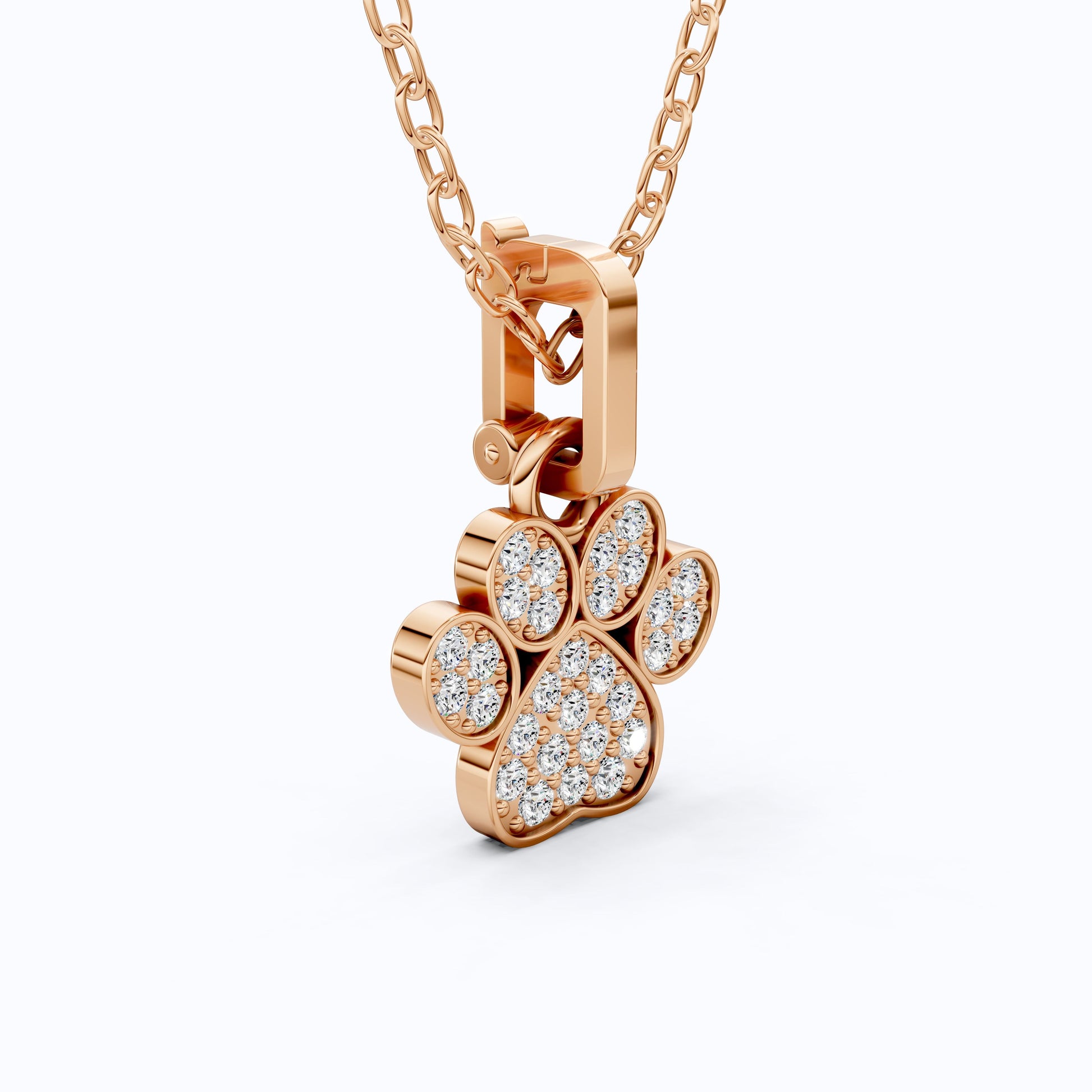 Animal Paw Print Elegant Pendant in 14K Yellow Gold, 0.24 TCW Round Cut Lab Created Diamonds, Birthday Gift for Girl, Pet Lover Jewelry
