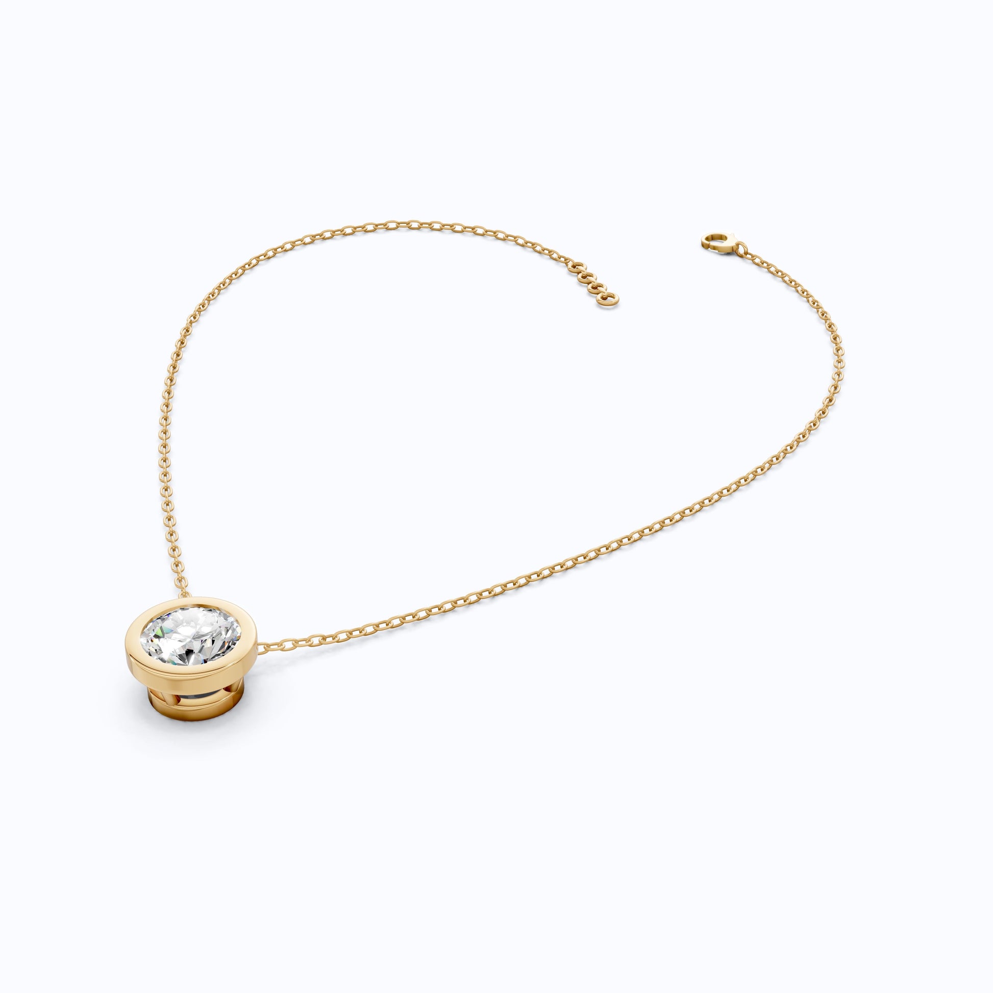 Modern Bezel Set Solitaire Pendant in 14K Solid Gold, 1.00 CT Round Cut Lab Grown Diamond, Wedding Gift for Her, Birthday Gift For Her