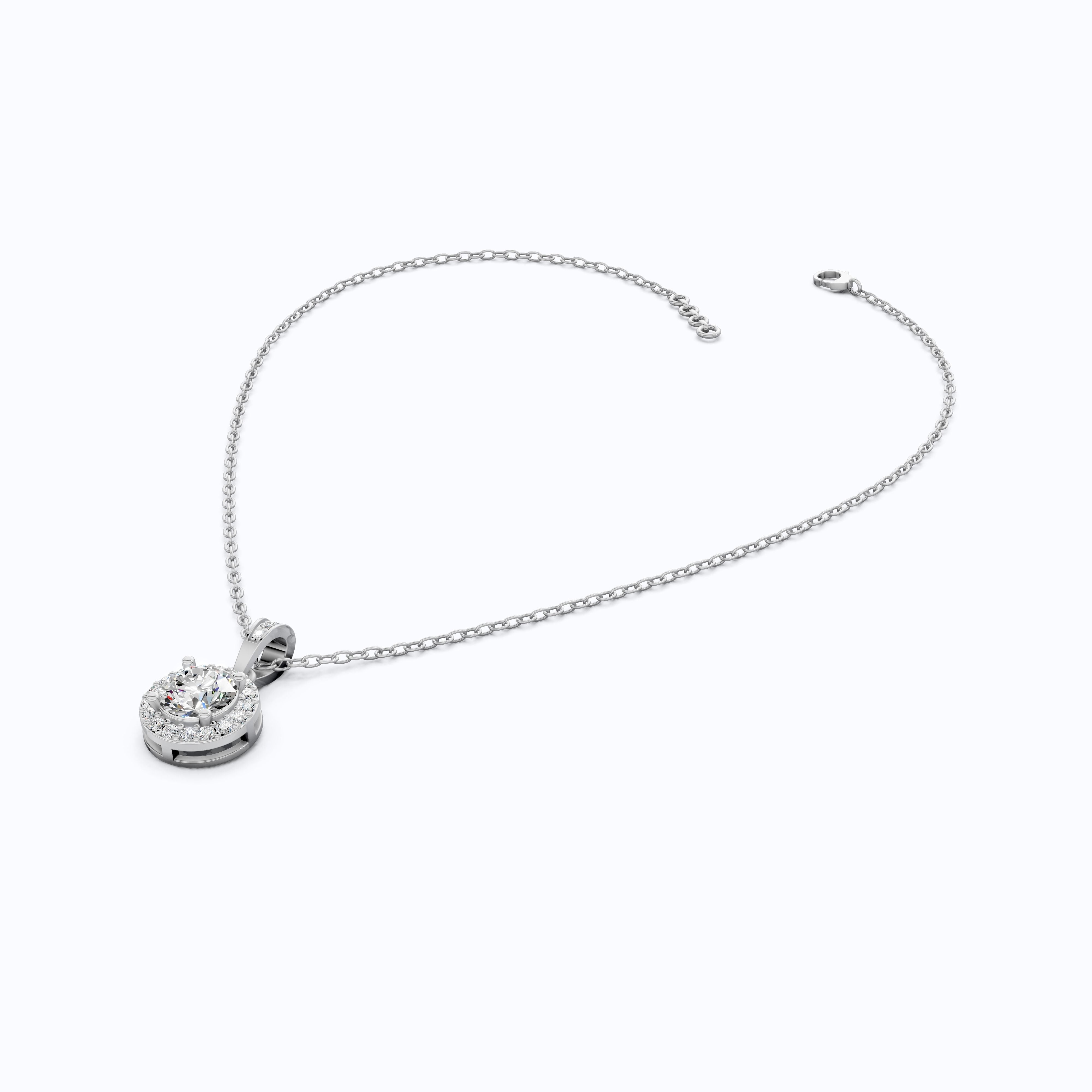 Classic Halo Circle Wedding Pendant in 14k Yellow Gold, 1.00 CT Round Cut Lab Diamond, Everyday Pendant, Anniversary Gift for Her, Handmade Jewelry