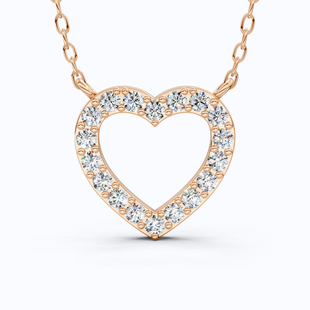 Modern Heart-Shaped Pavé Diamond Pendant in 14k Solid Gold, 0.63 TCW Round Cut Lab Diamonds,Engagement Jewelry, Wedding Gift for Wife, Everyday Pendant