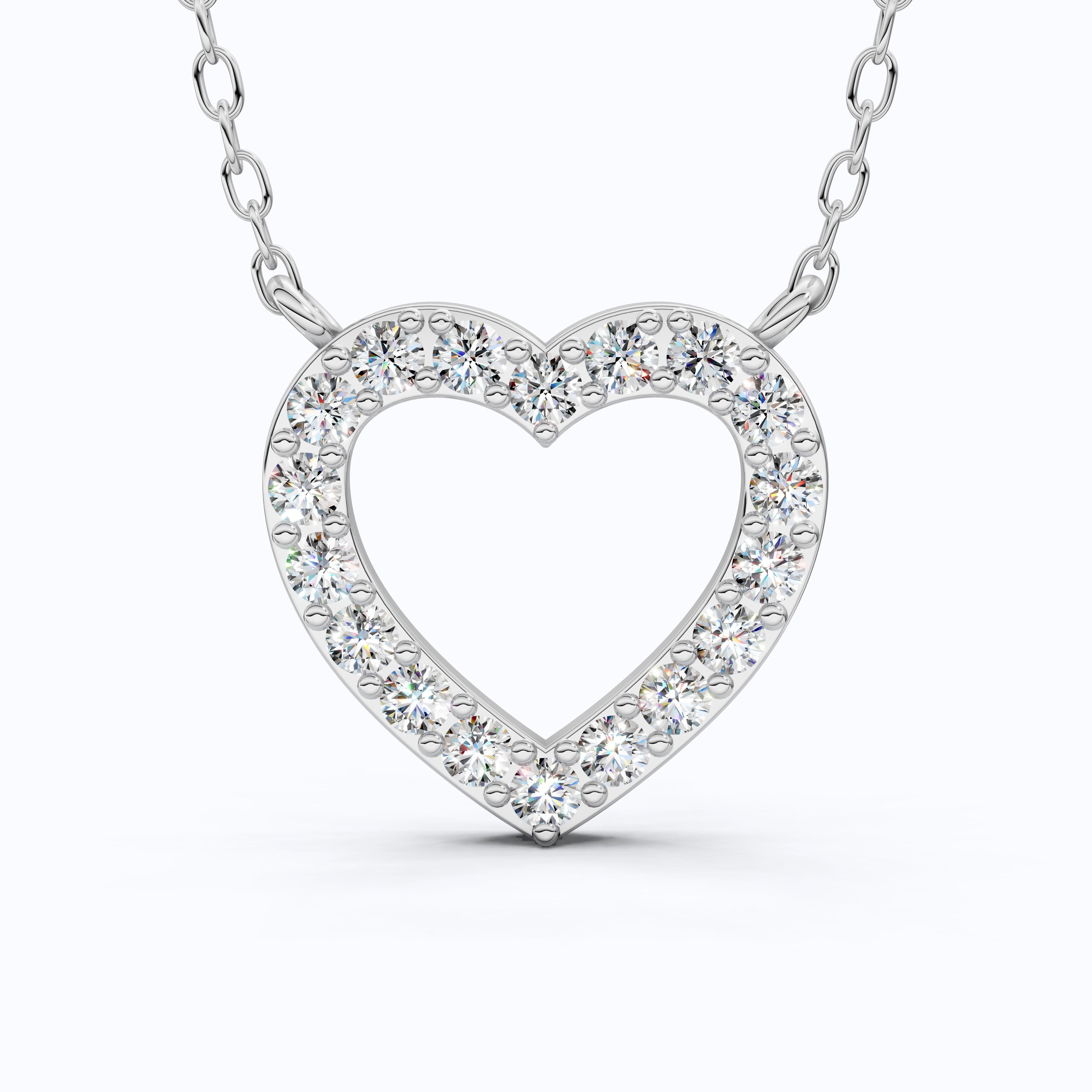 Modern Heart-Shaped Pavé Diamond Pendant in 14k Solid Gold, 0.63 TCW Round Cut Lab Diamonds,Engagement Jewelry, Wedding Gift for Wife, Everyday Pendant